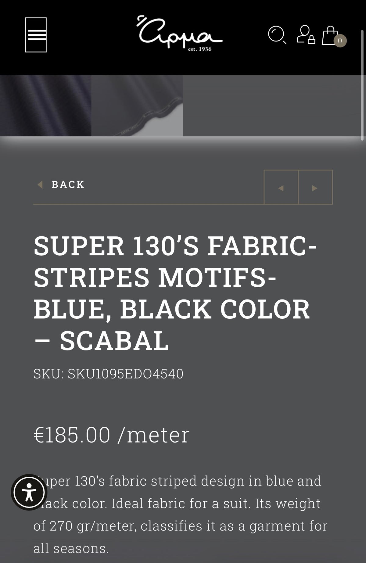 Costum sartorial italian high end din stofă Scabal super 130’s