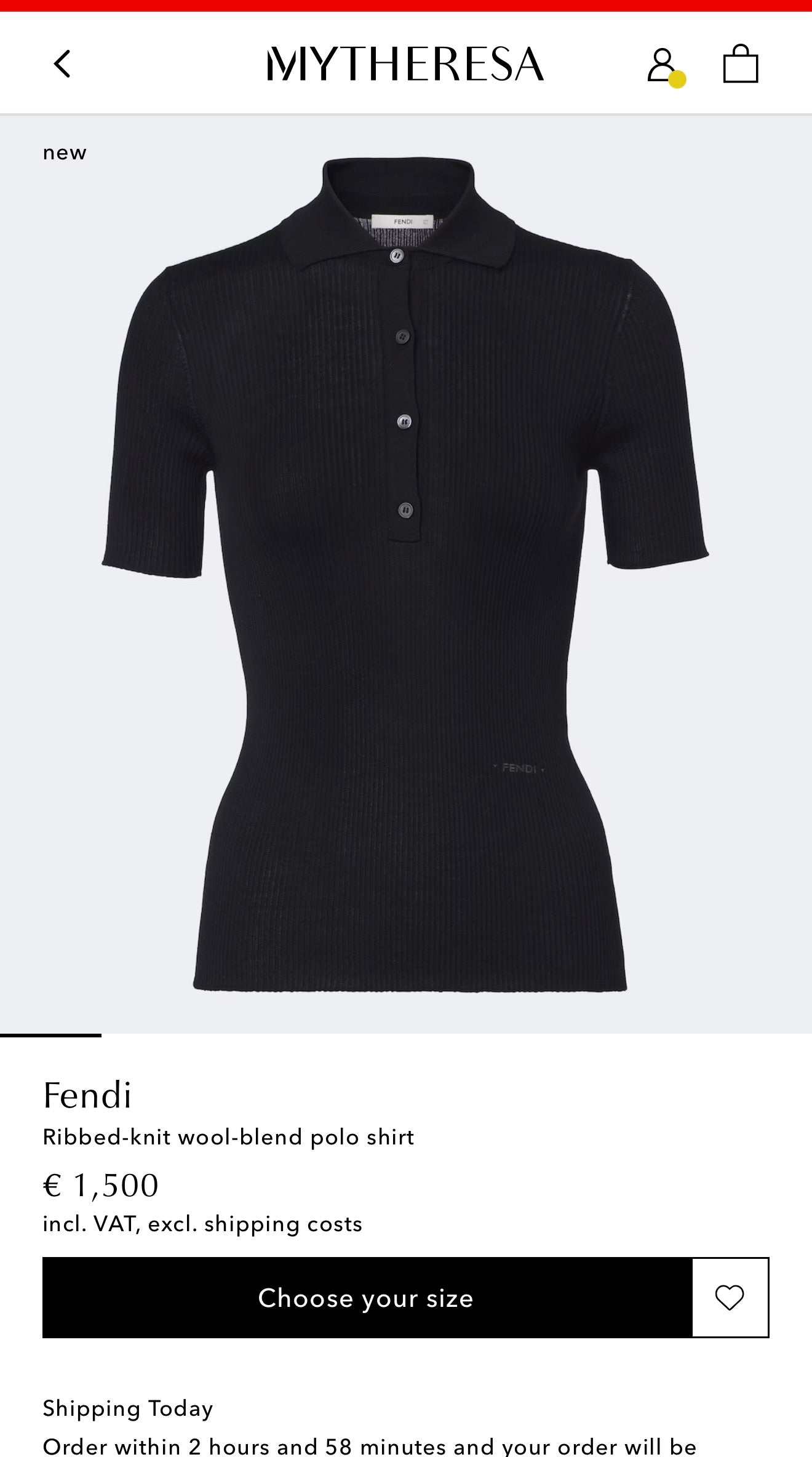 Top vintage Fendi polo coral red din bumbac de gramaj mare ultra confort