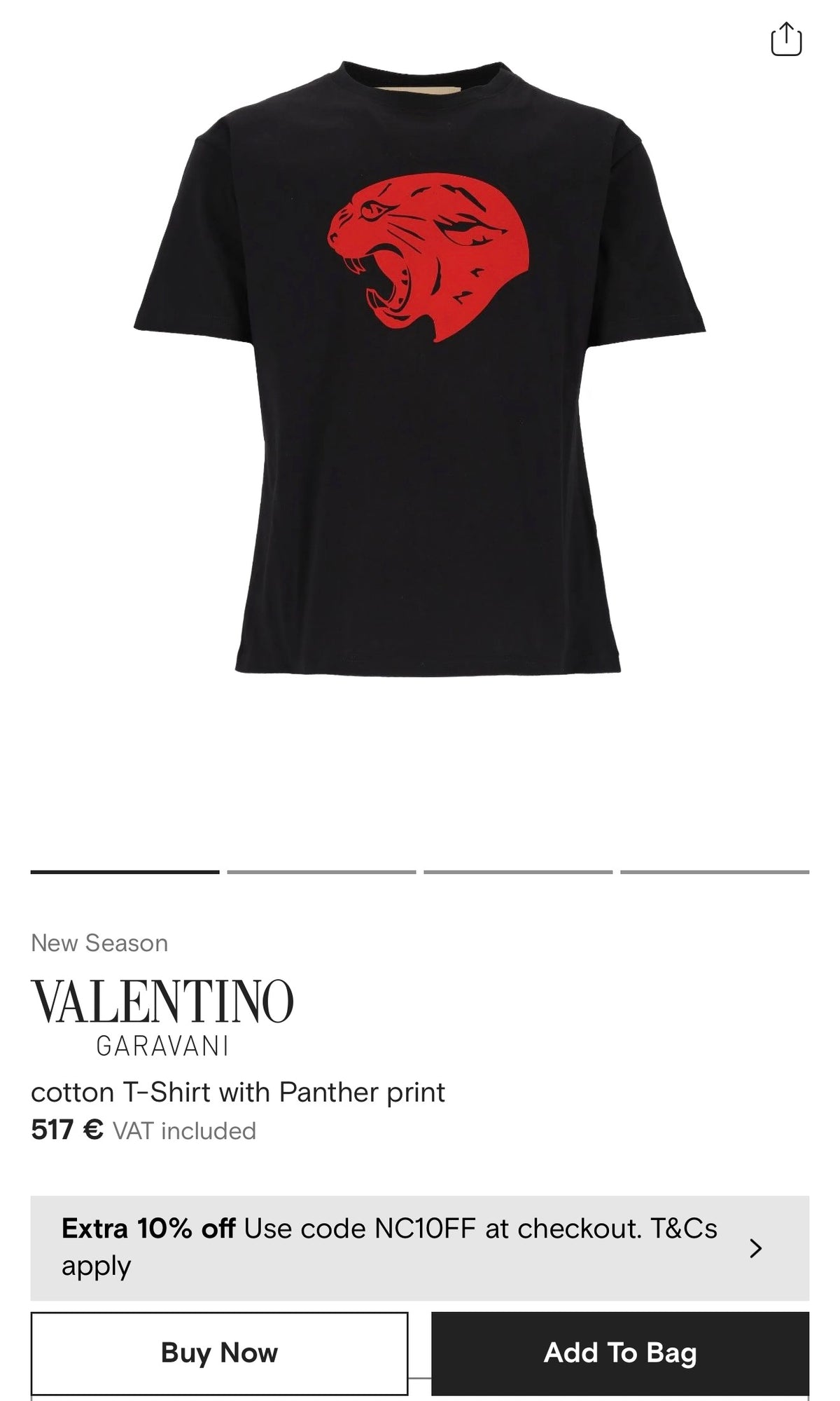 Tricou Valentino negru din bumbac excepțional
