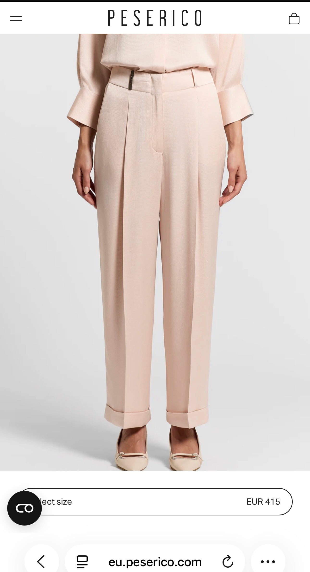 Pantaloni petite warm gray de brand luxury Peserico cu talie ultra înaltă marcată elastică