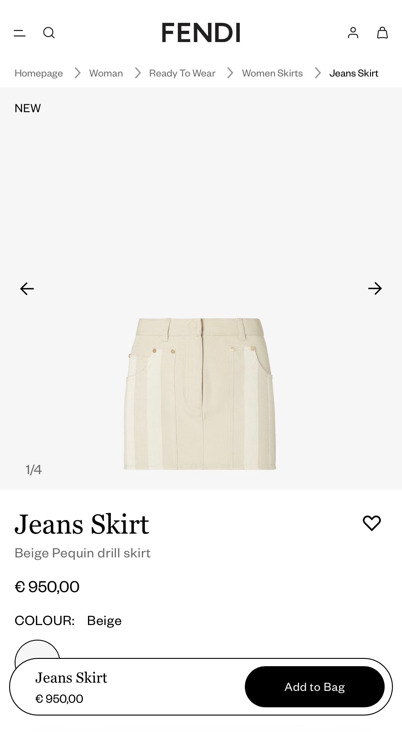 Fustă vintage Fendi de arhivă nouă cu etichetă cu dungi fine roșii din bumbac