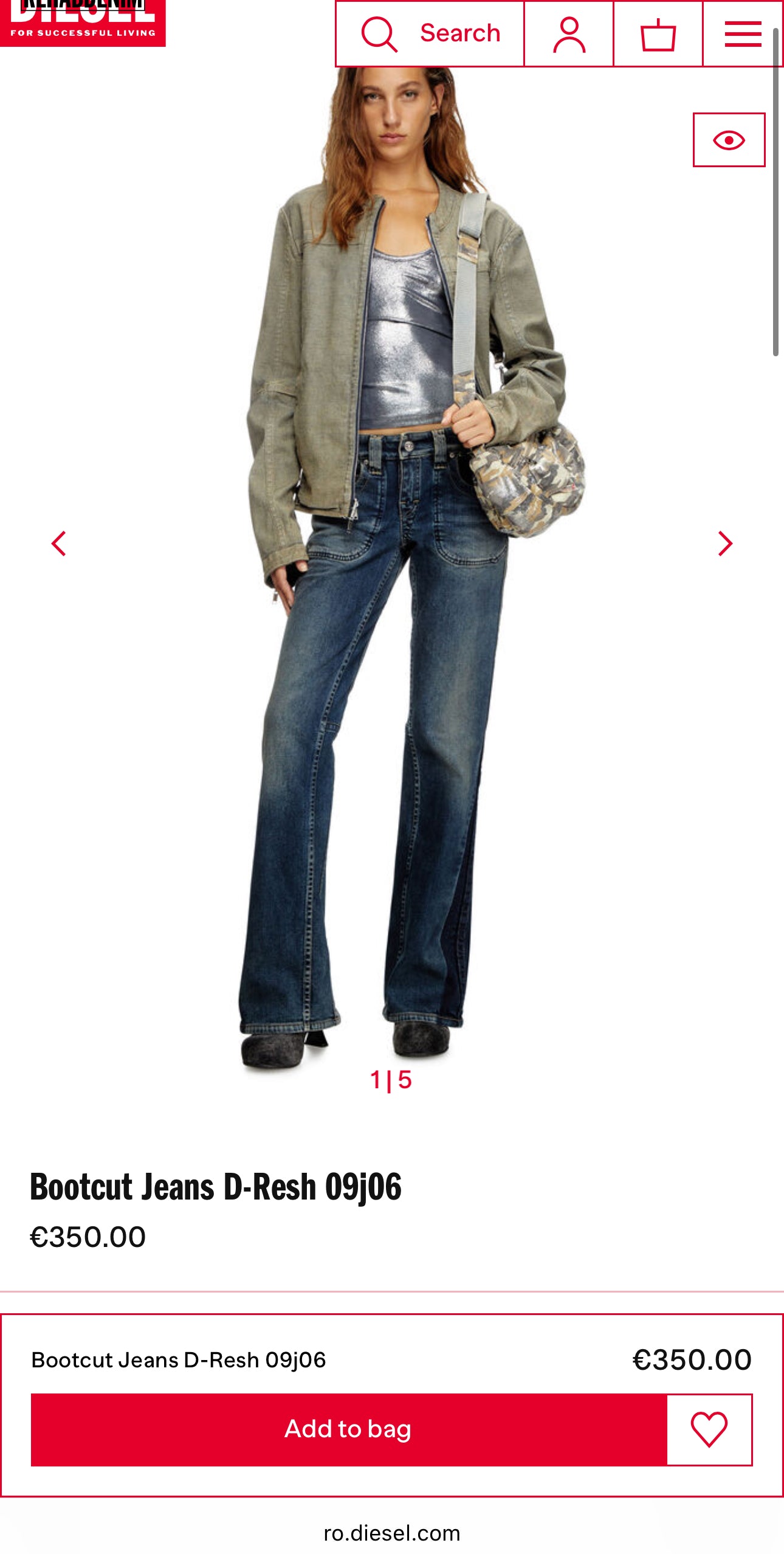 Jeans luxury vintage Diesel classic wash ușor modelator tall