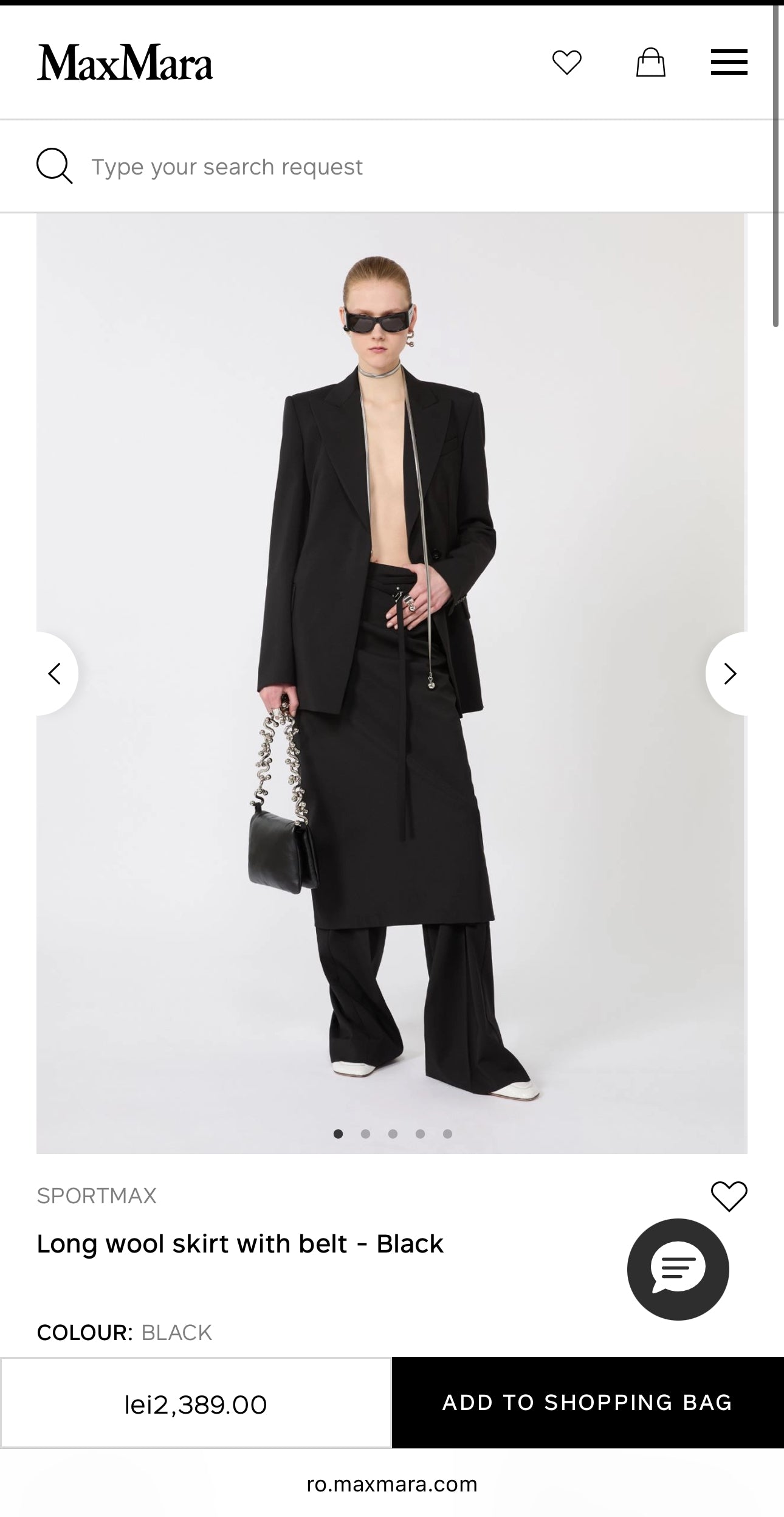 Fustă din tricot de gramaj mare Max Mara charcoal gray