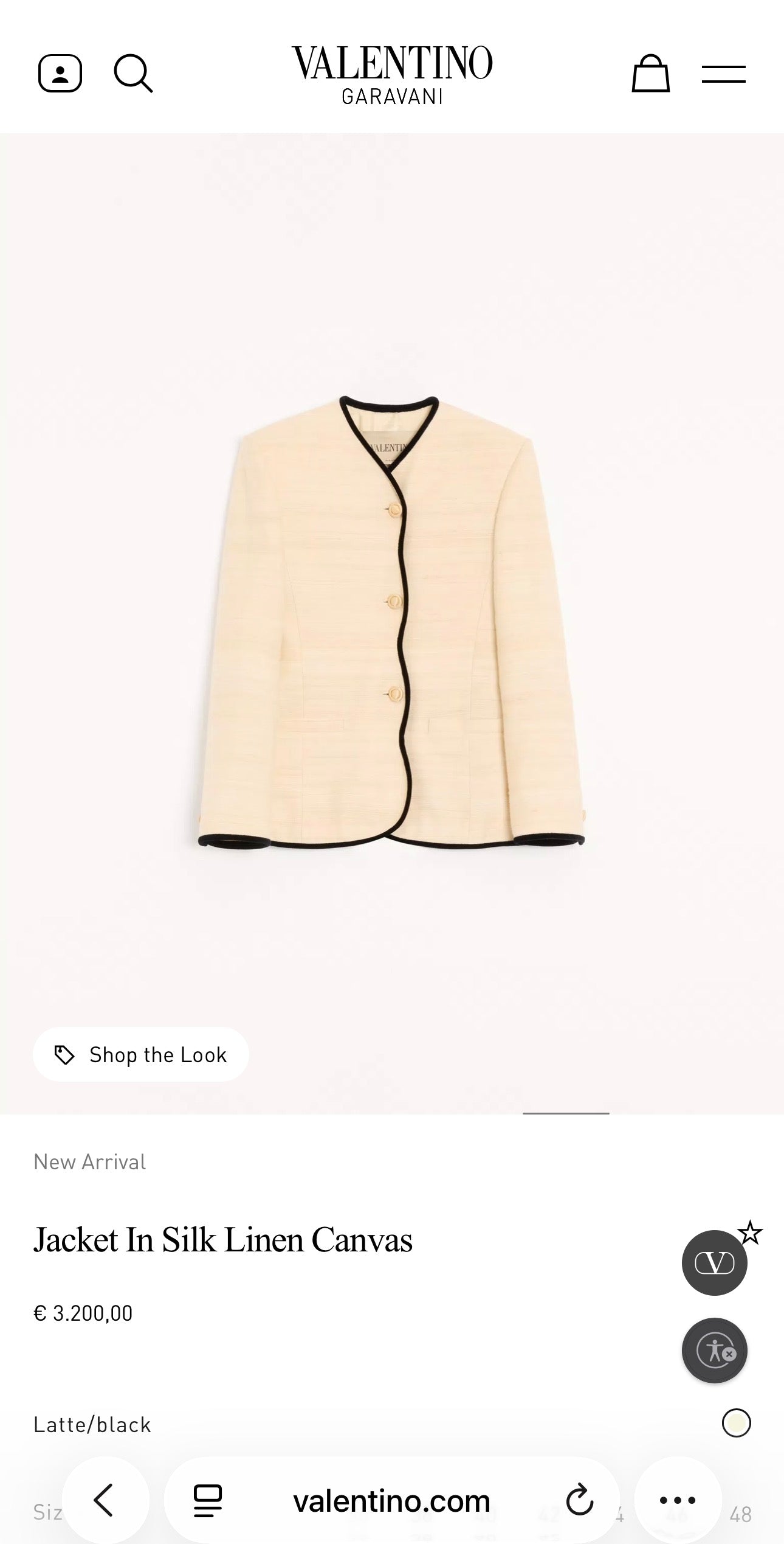 Sacou cambrat Valentino din pânză de mătase matuarala și vascoza butter white