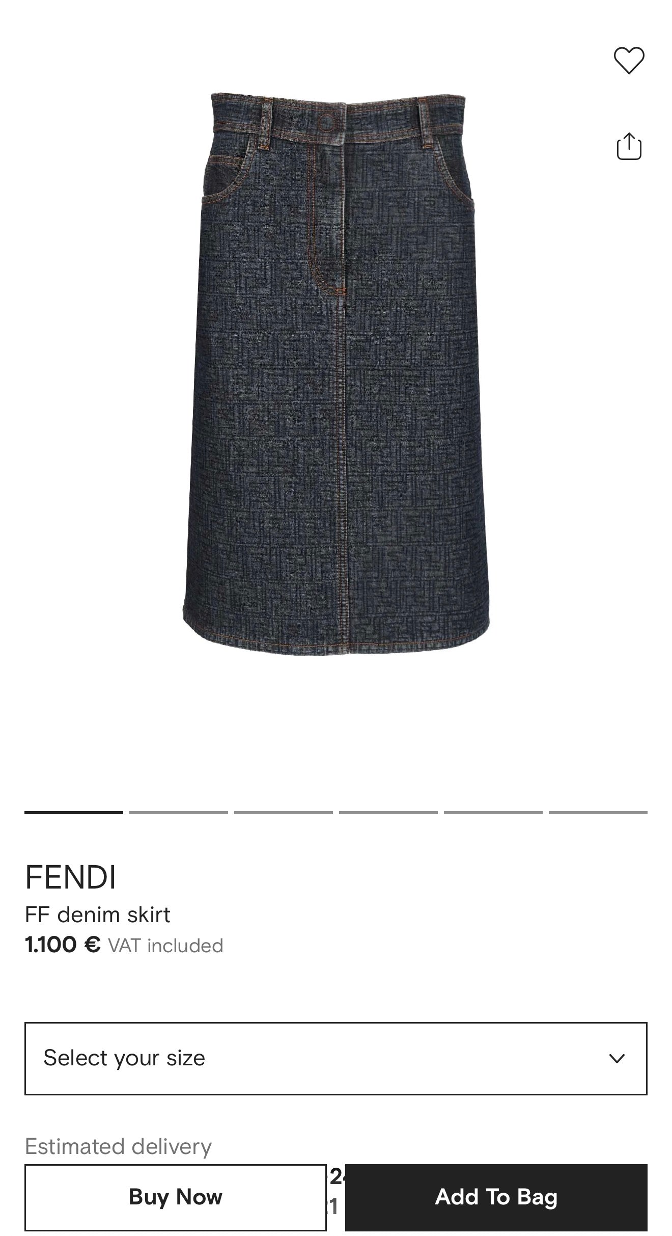 Fustă vintage Fendi din jeans ultra confort creion midi classic dark wash