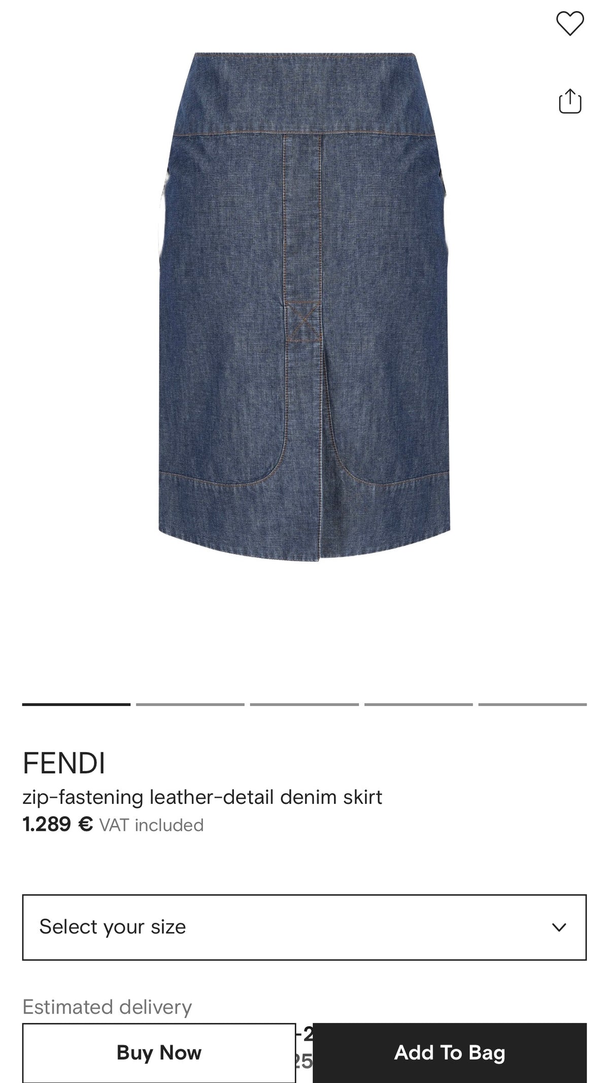 Fustă Fendi vintage din jeans light blue cu talie extrem de marcată midi