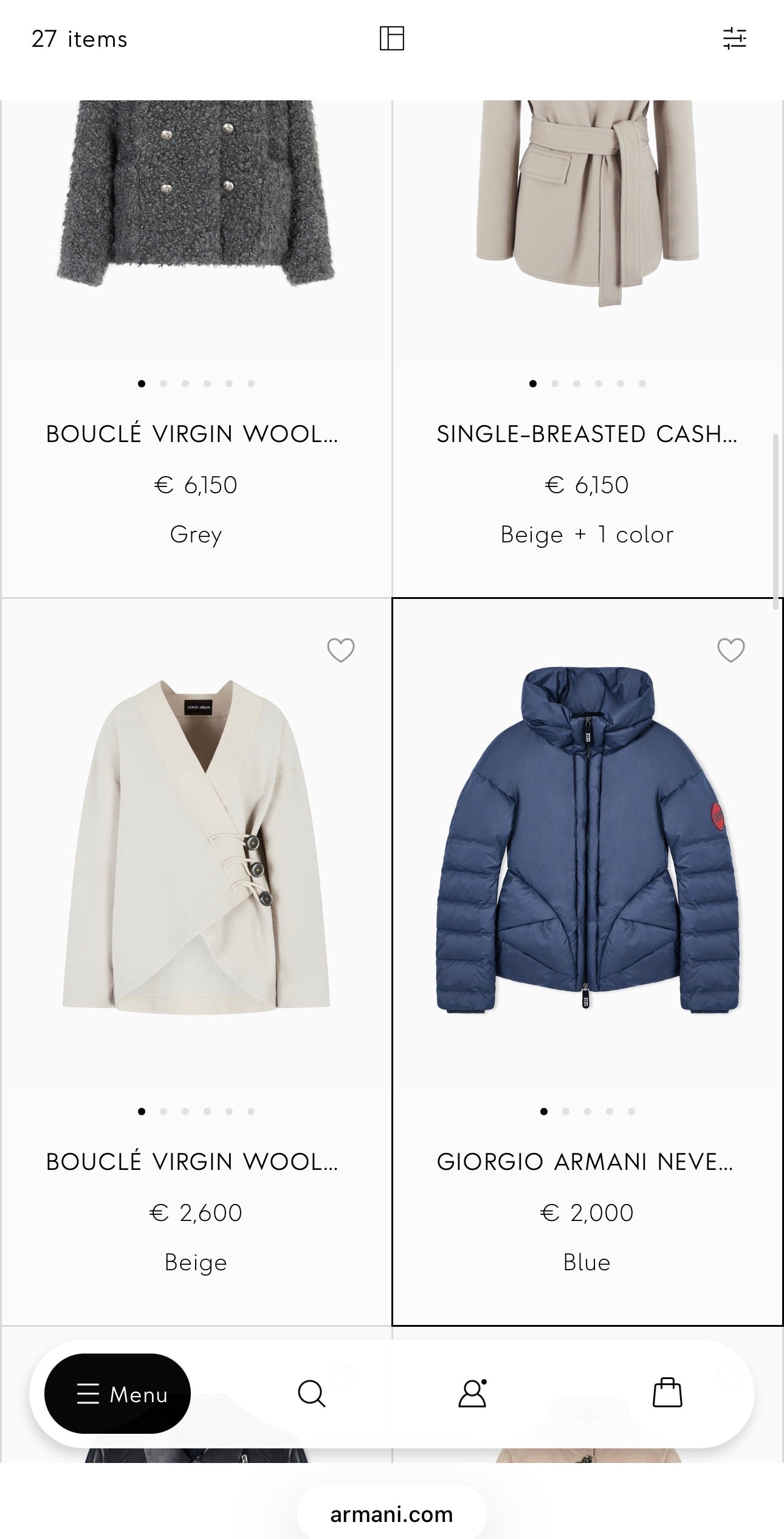 Geacă Armani de primăvară din lana extrafina impermeabila