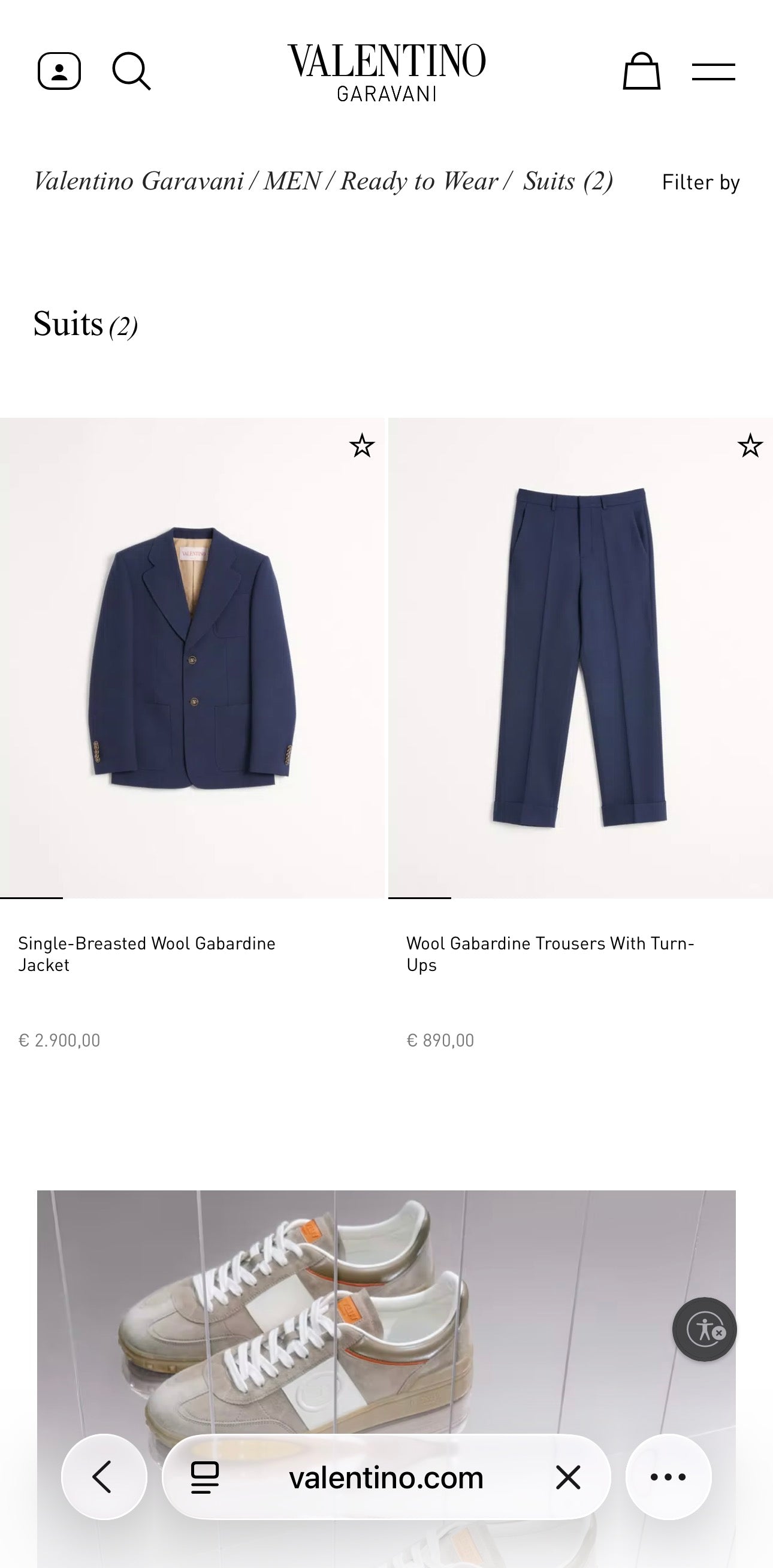 Costum Valentino în carouri foarte fine coral red din lana extrafina