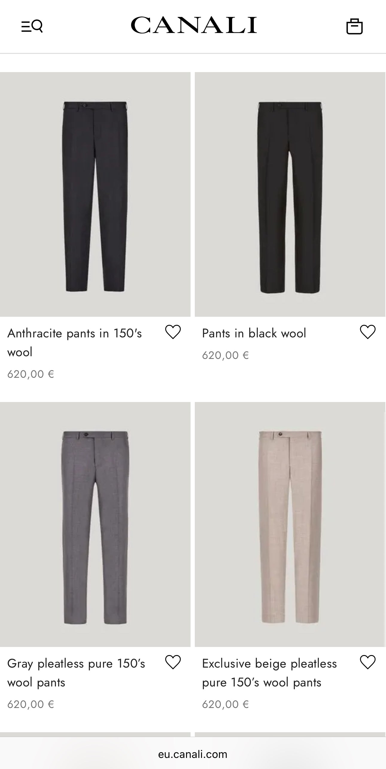 Pantaloni ultra luxury Canali tall din lana excepțională extrafina