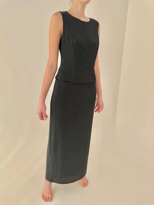 LBD maxi ultra confort cu inserții extrafine de lurex cu talie marcată