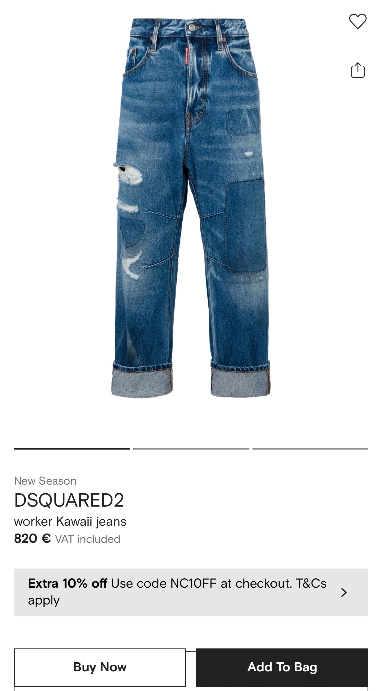 Jeans tall Disquared ușor ripped effect classic wash & fit
