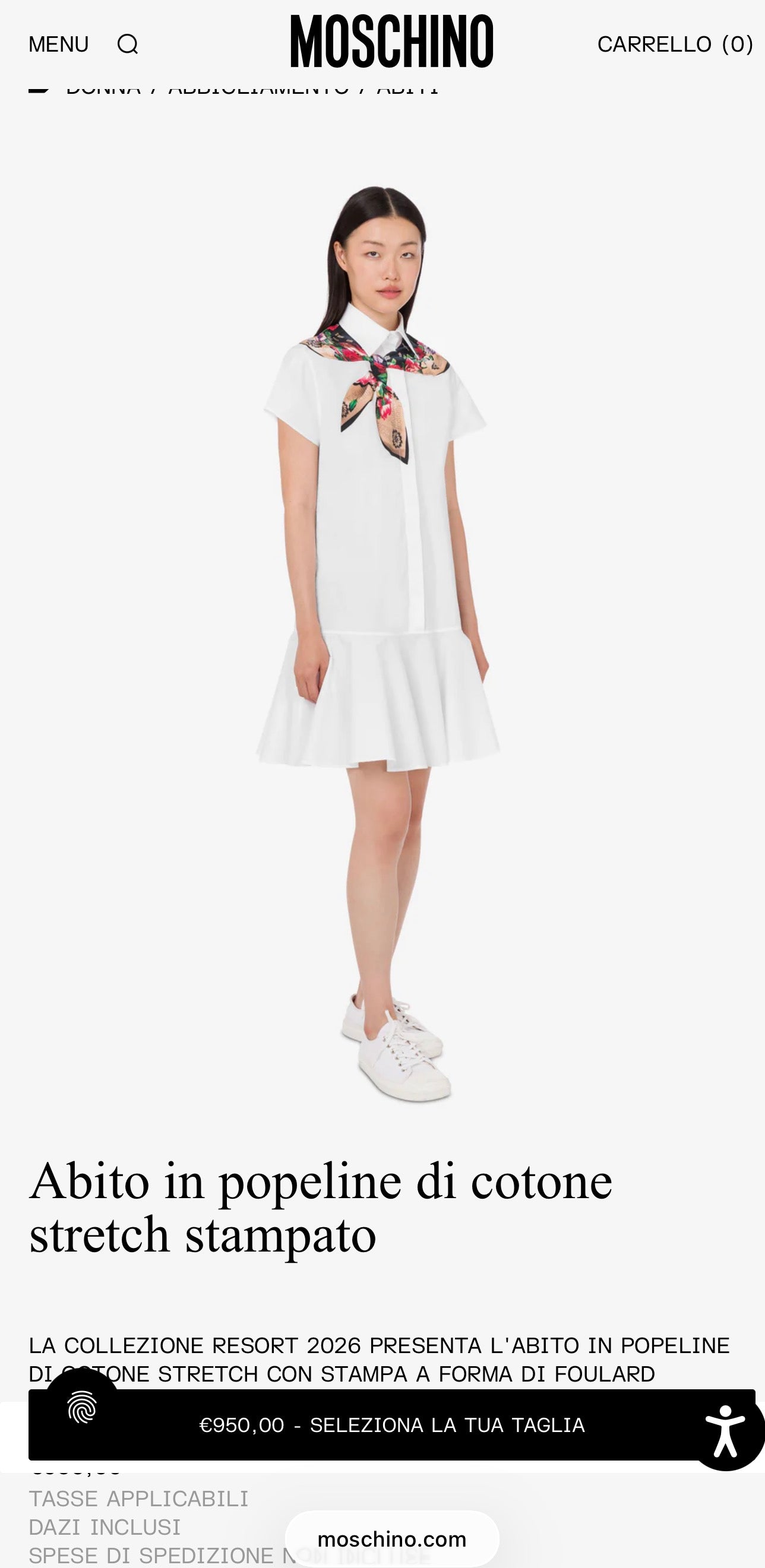 Rochie Moschino cu talie ultra marcată în croi asimetric și drapaj din poplin