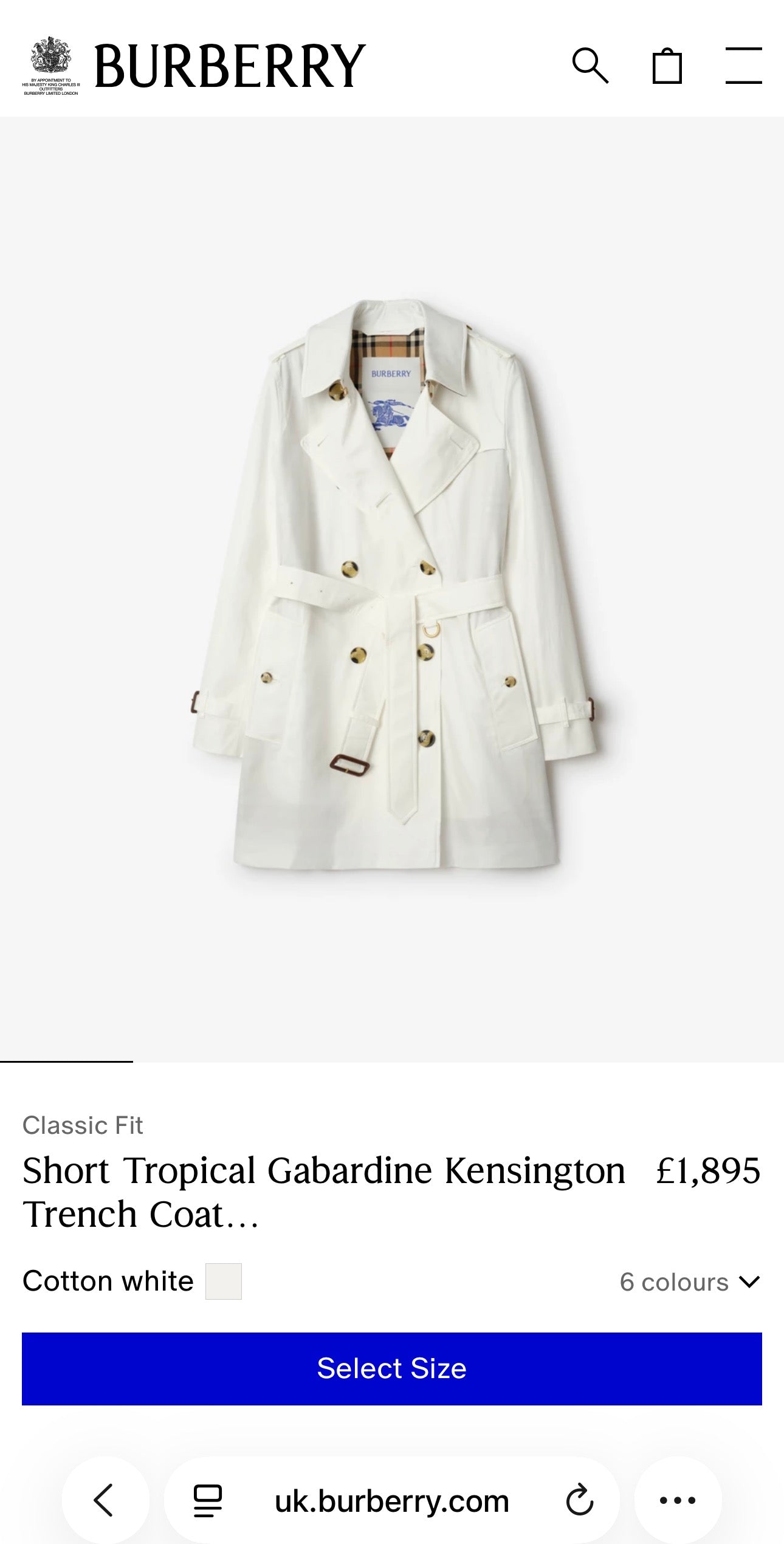 Trench Burberry de vară extrem de subțire butter white