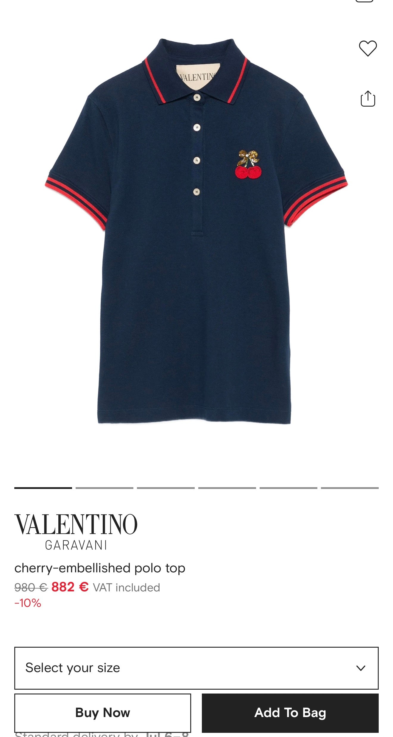 Top polo Valentino cu broderie din bumbac excepțional