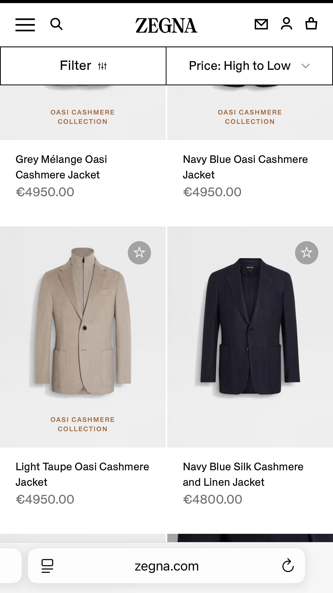 Sacou couture italian Zegna din stofă 100% cașmir cu închidere dublă