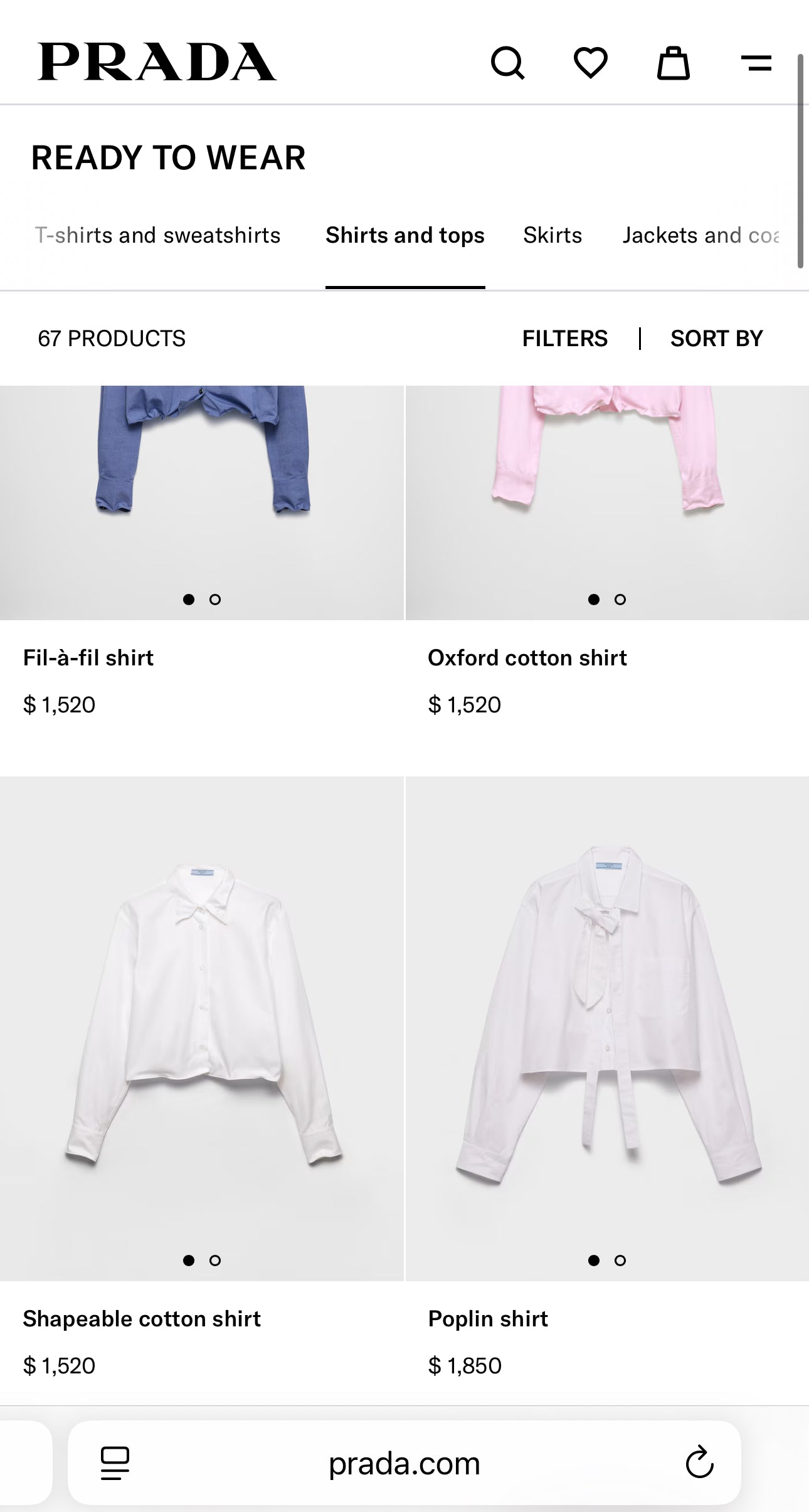 Cămașa Prada cu manșete și guler contrastante