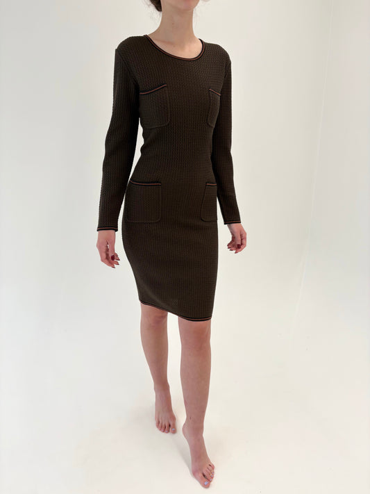 Rochie luxury italiană in stil Chanel din lana merino extrafina texturată