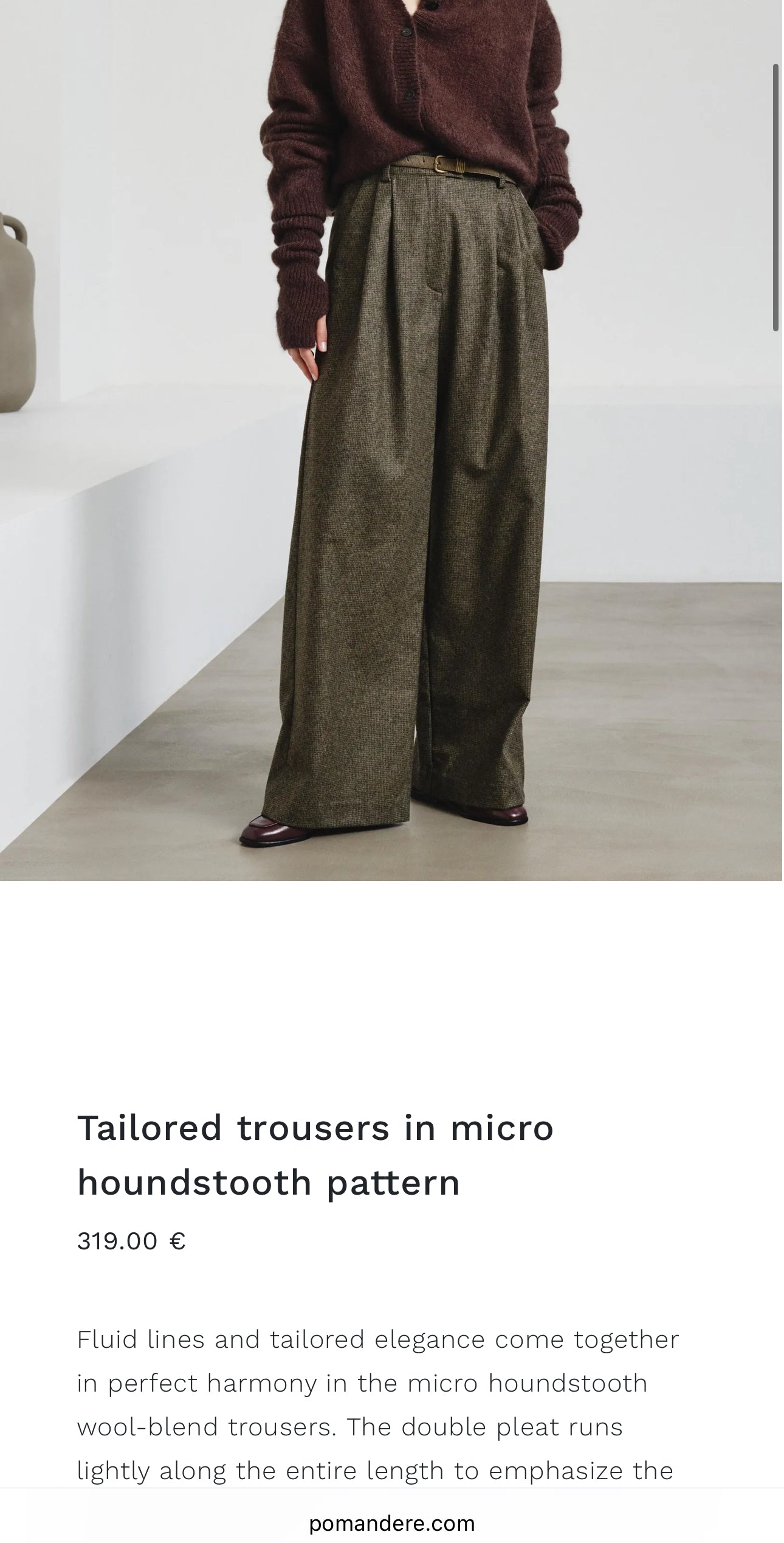 Pantaloni palazzo de brand luxury Pomandere dark camel