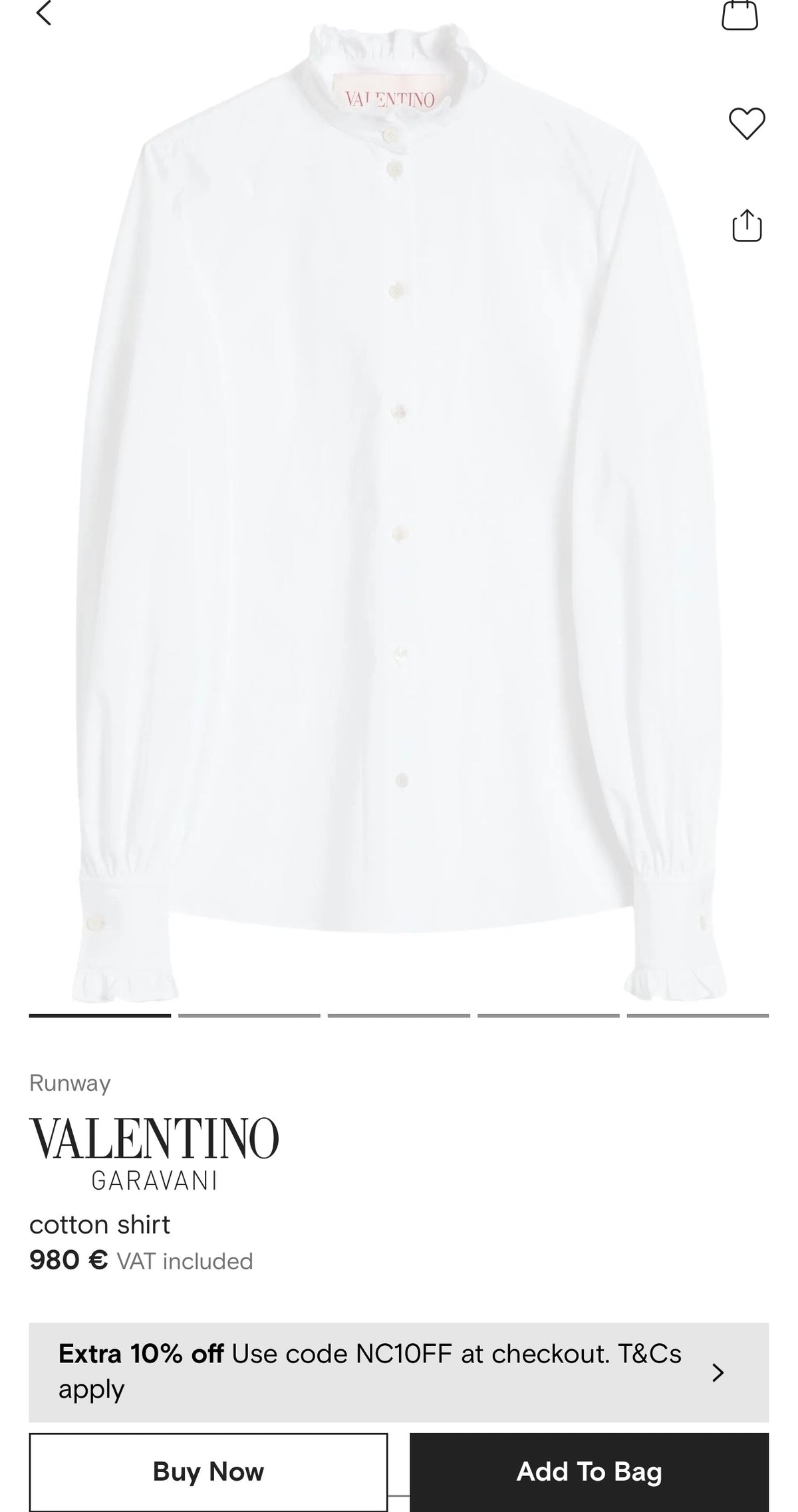 Cămașa Valentino din poplin excepțional cu mâneci din cașmir