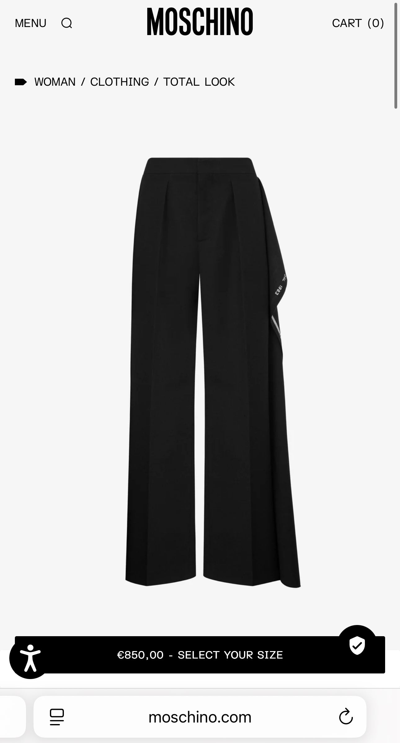 Costum Moschino în croi super actual din lana extrafina cu pantaloni palazzo