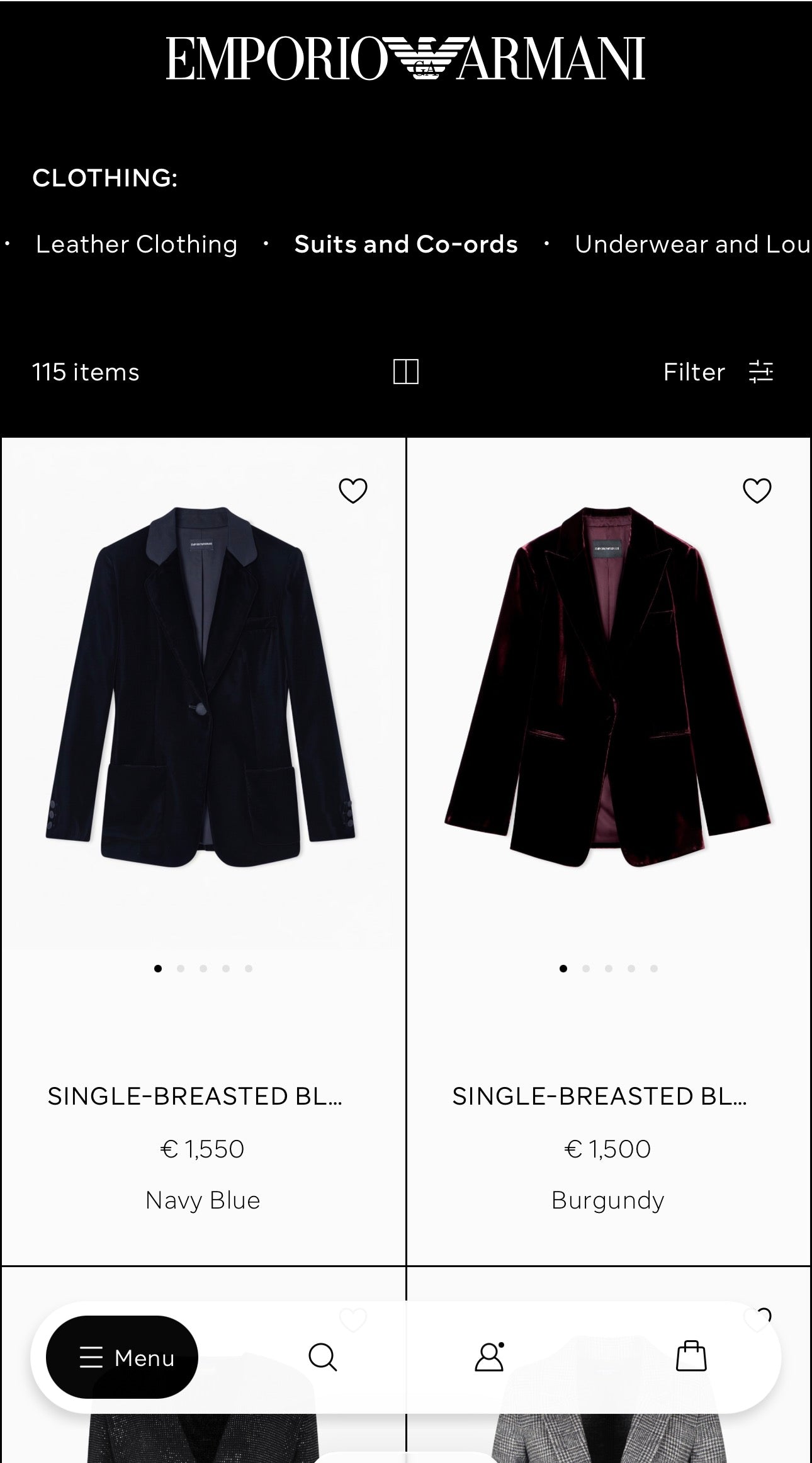 Sacou Armani în croi actual tall din lanita extrafina Navy blue