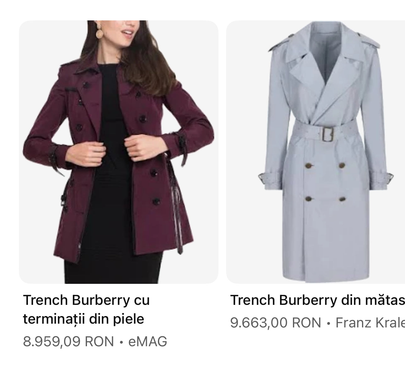 Trench negru Burberry impermeabil cu aplicații din piele naturală