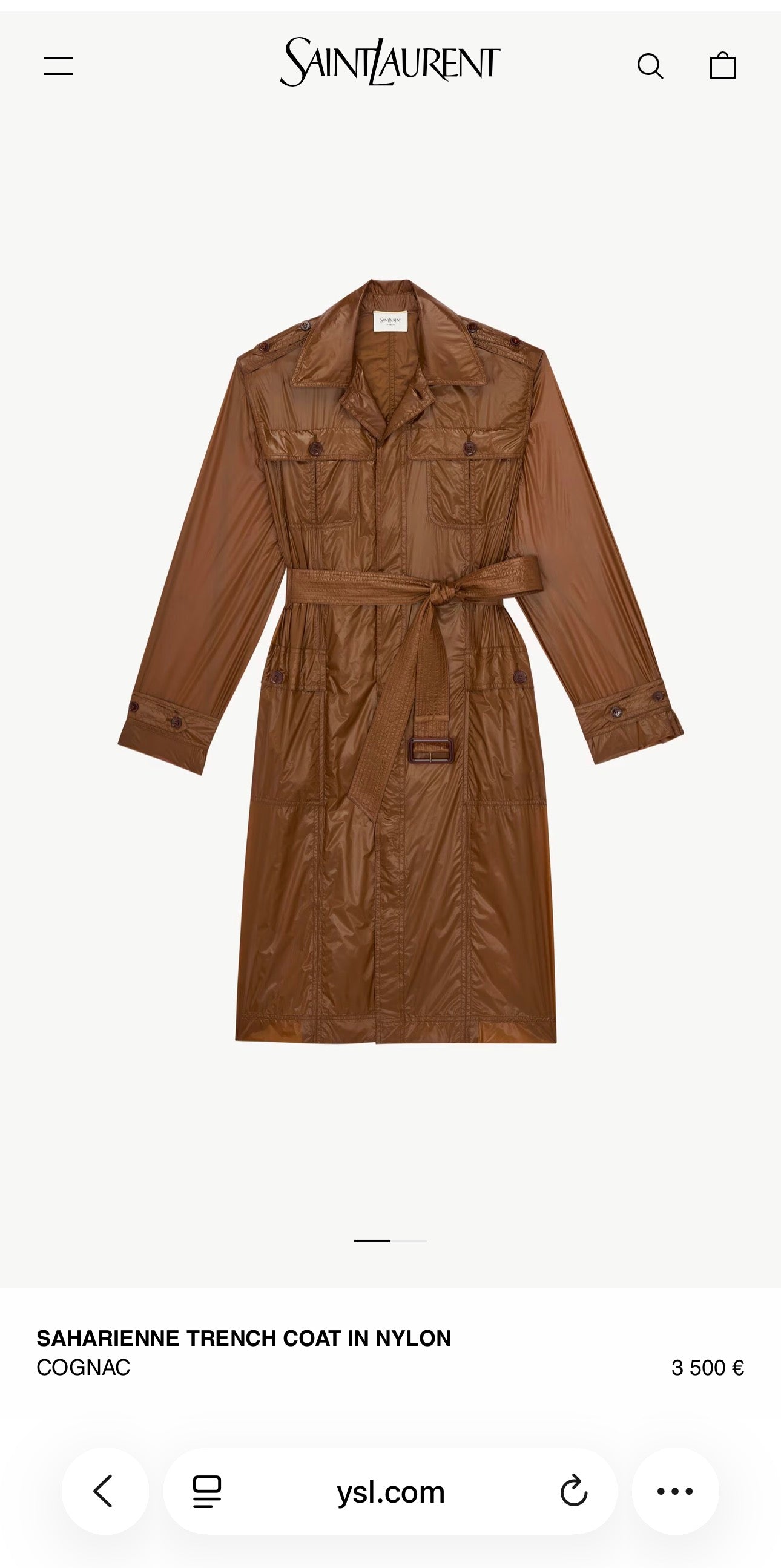 Trench vintage Yves Saint Laurent din piele naturală subțire cu manșete ultra înalte