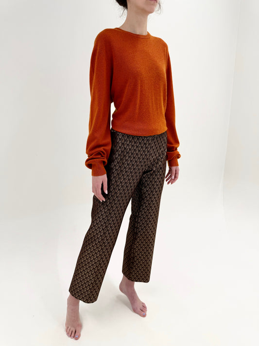 Pantaloni luxury Cerutti din brocart excepțional cu lana și fire aurii pudrat