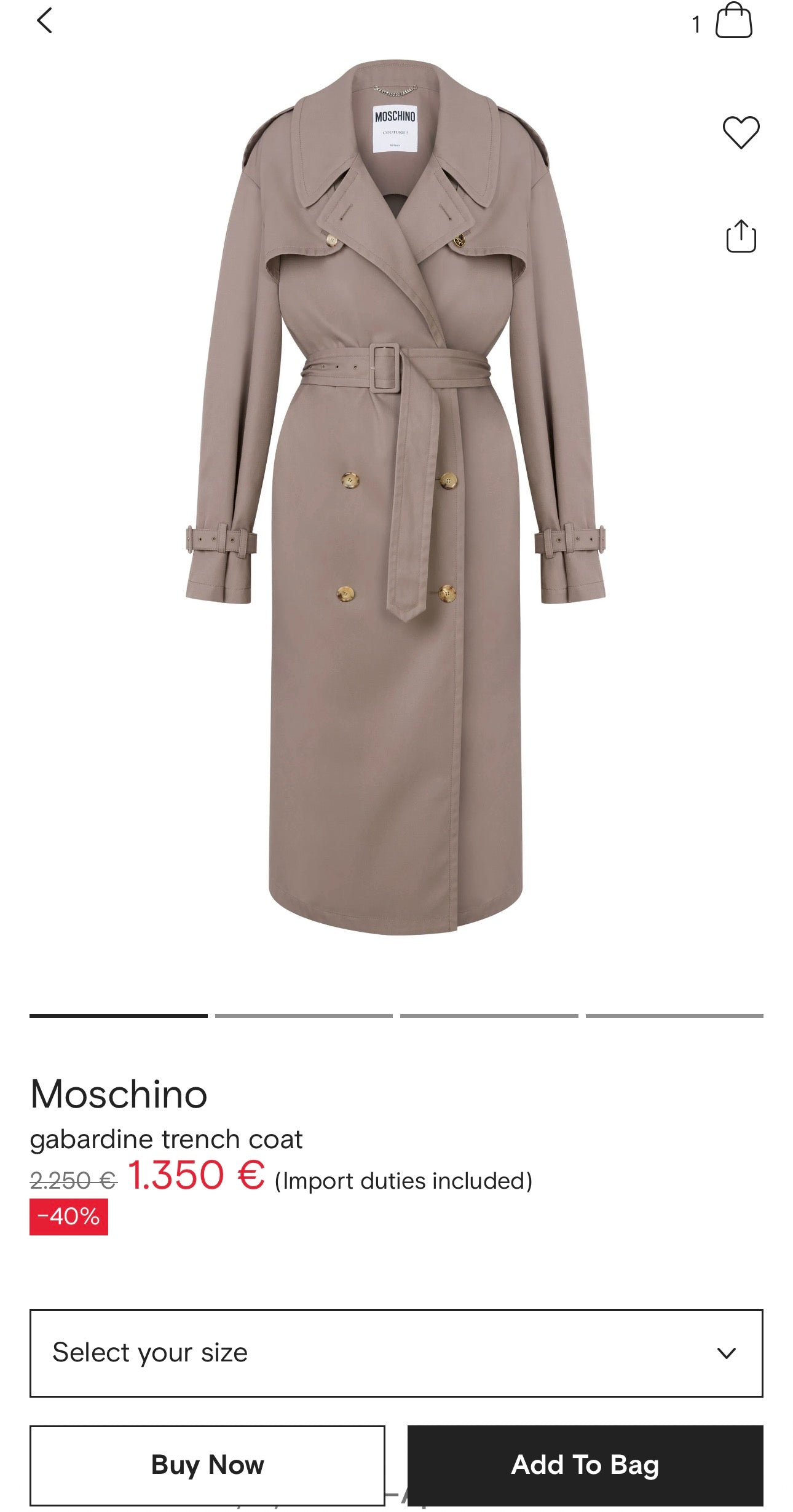 Trench Moschino vintage din jeans off white cu închidere dublă