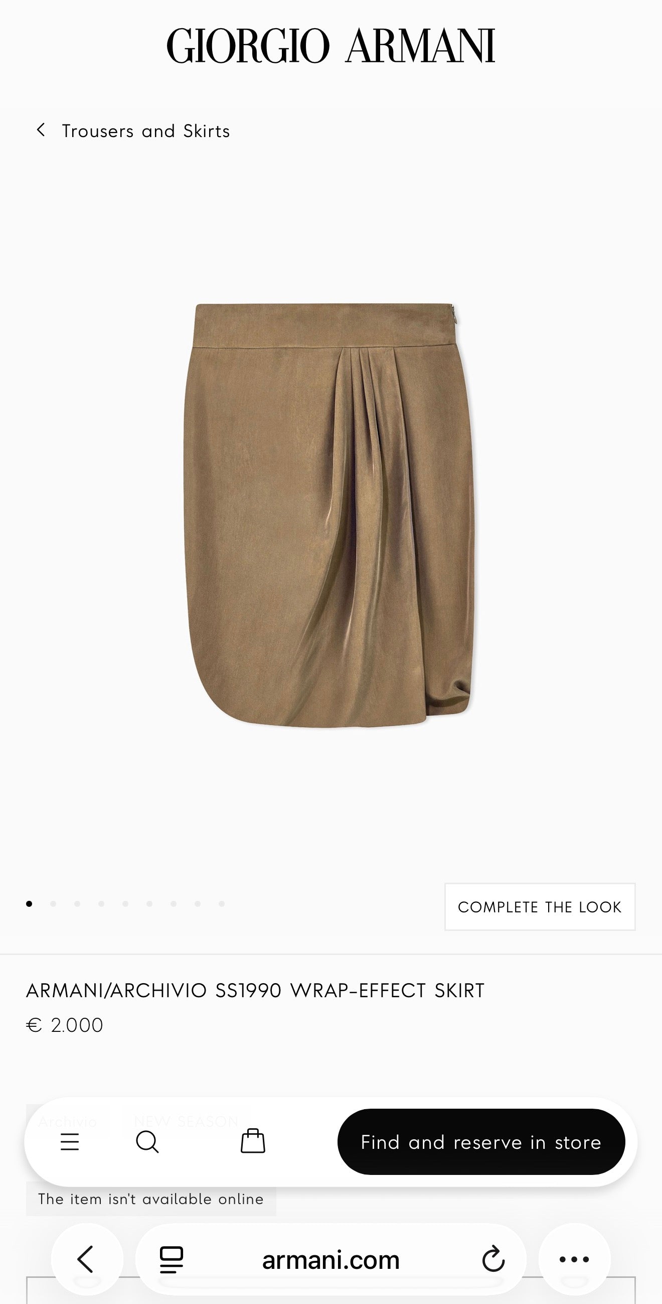 Fustă ultra luxury Armani camel din gabardină de bumbac ultra confort
