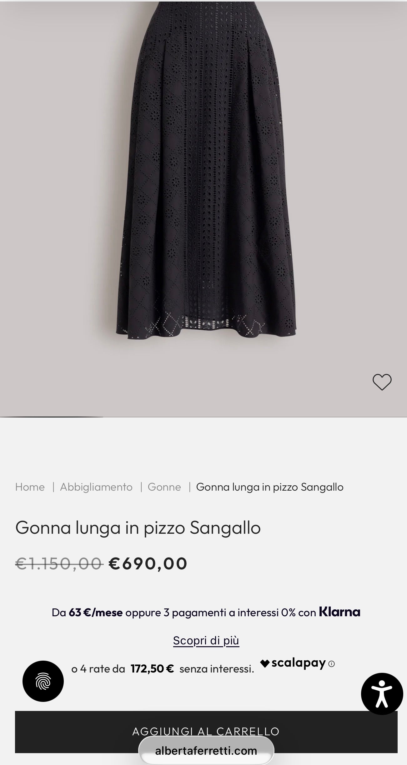 Fustă maxi neagră luxury Alberta Feretti din cea mai fină panzica decât bumbac