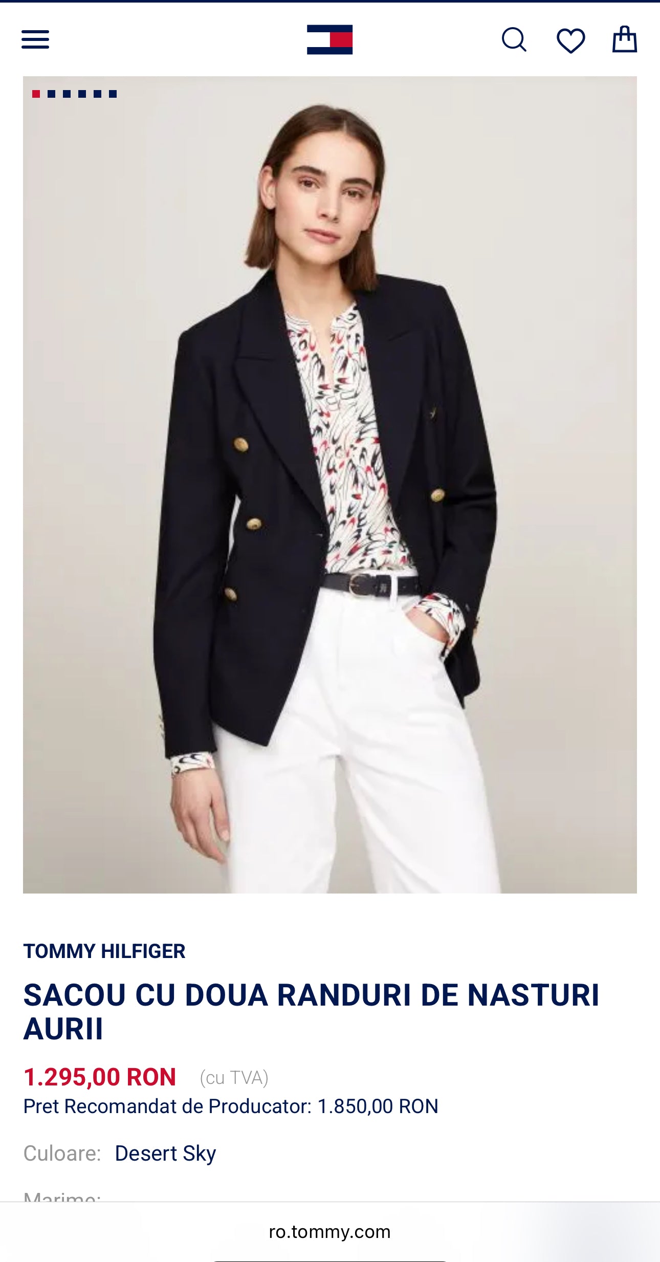 Sacou negru Tommy Hilfiger ușor cambrat