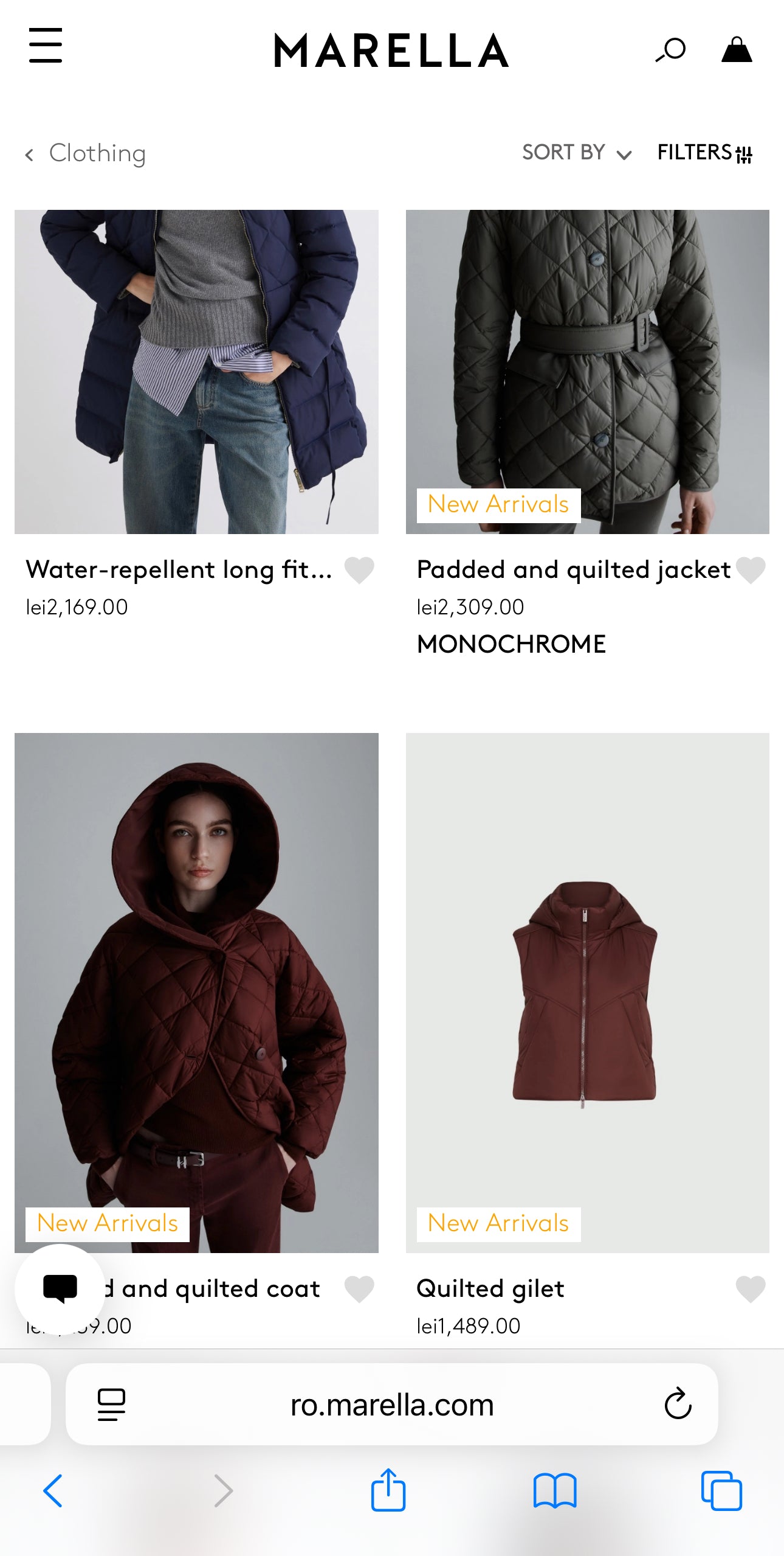 Padded coat Marella by Max Mara negru din material impermeabil