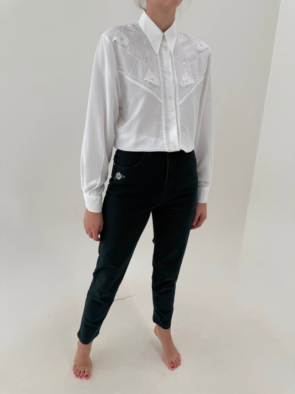 Jeans vintage dark green din bumbac gros excepțional modelator mom fit