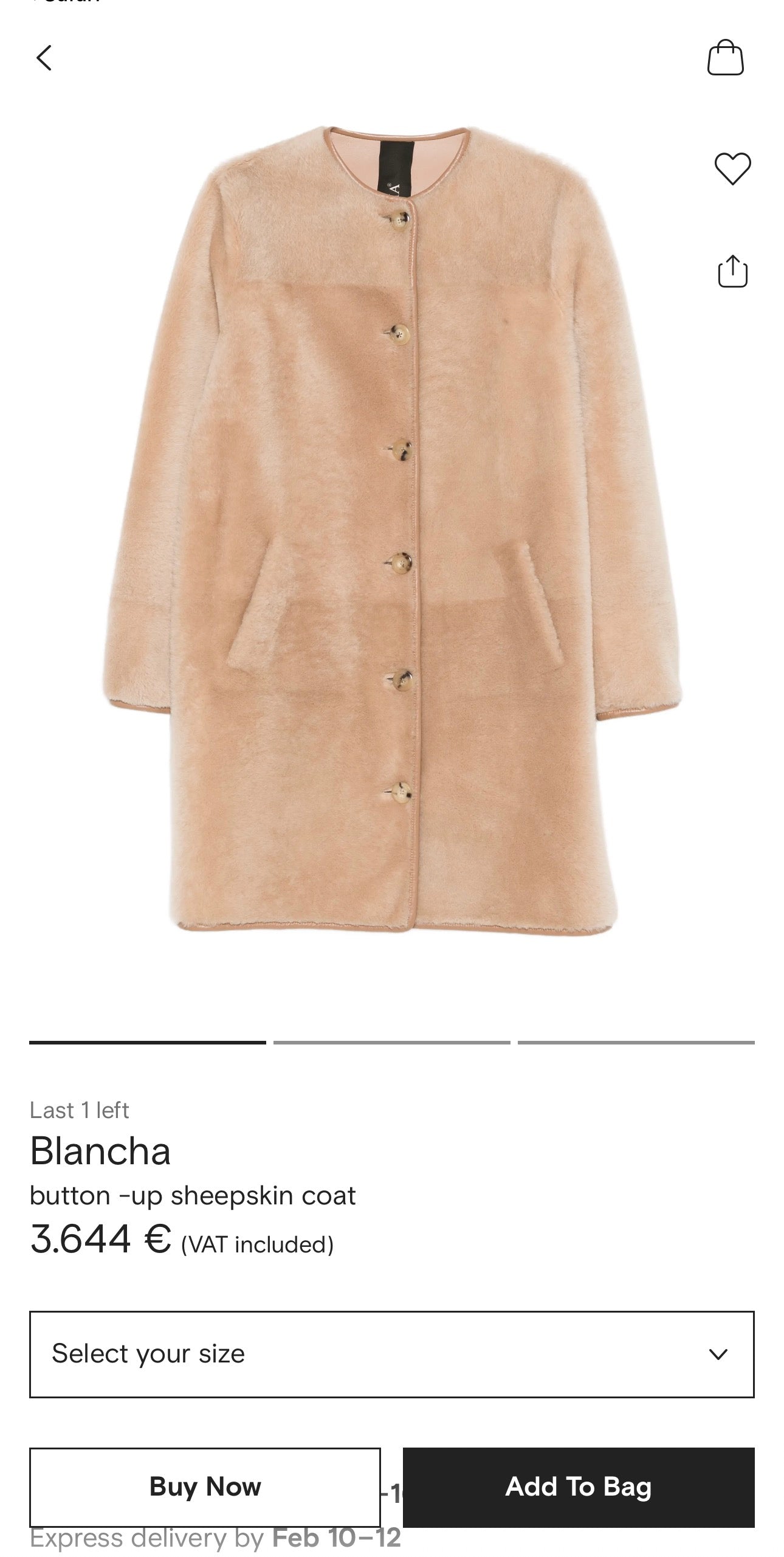 Blană ultra luxury naturala Blancha de miel Merino (preț de listă 3644€)