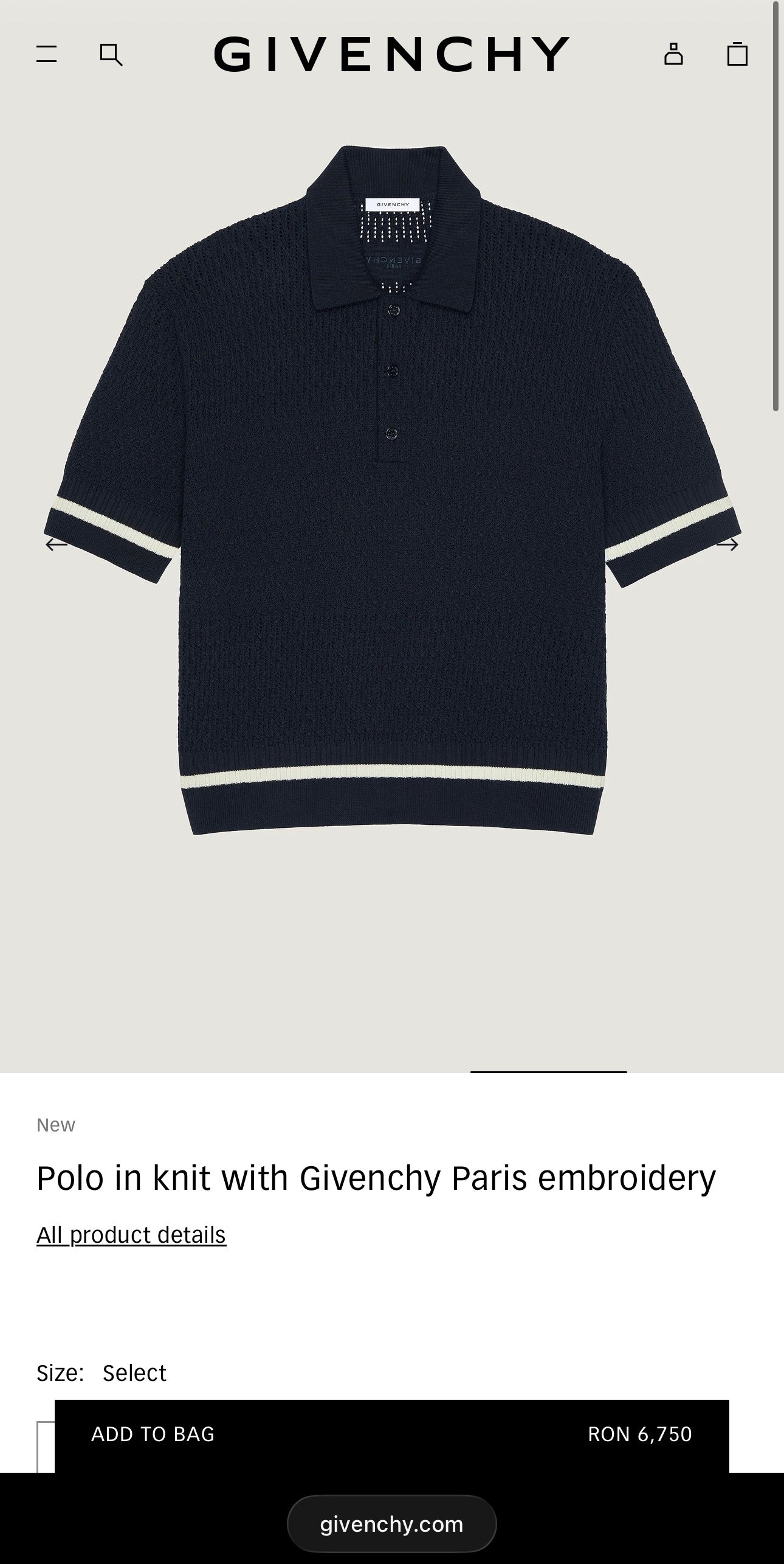 Top vintage polo Givenchy din bumbac Filo di Scozia ultra luxury lavandă
