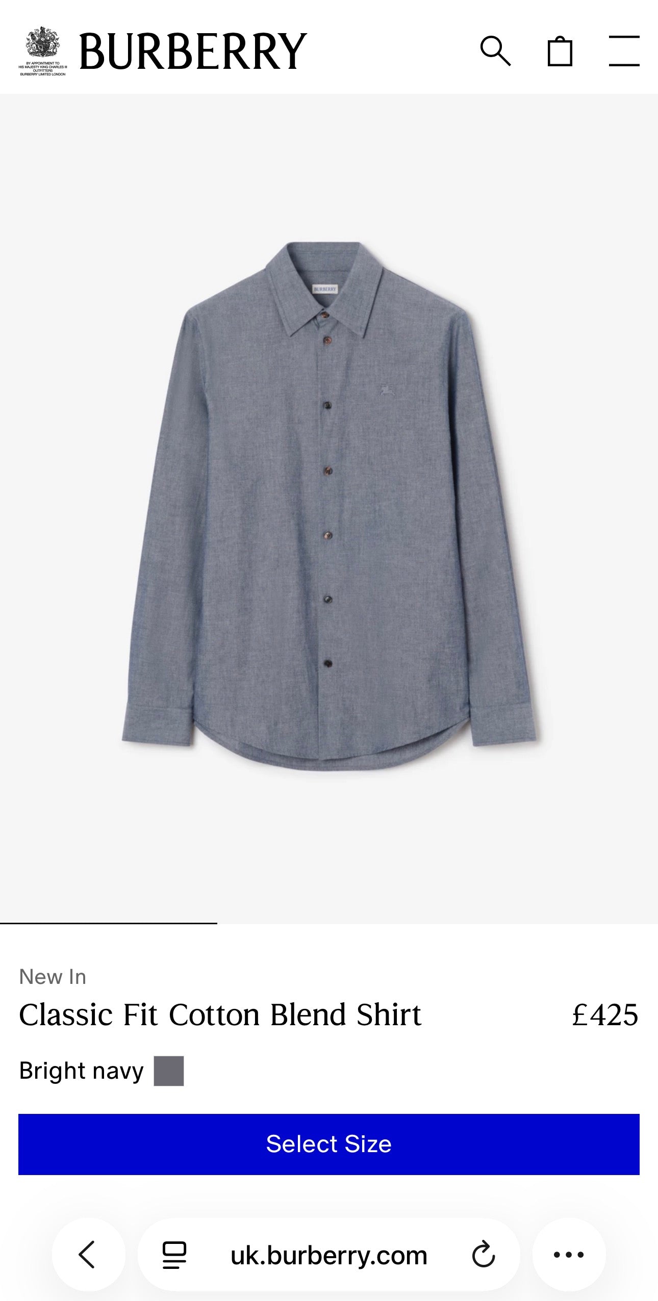 Cămașa Burberry vintage din poplin excepțional Chevron silver gray
