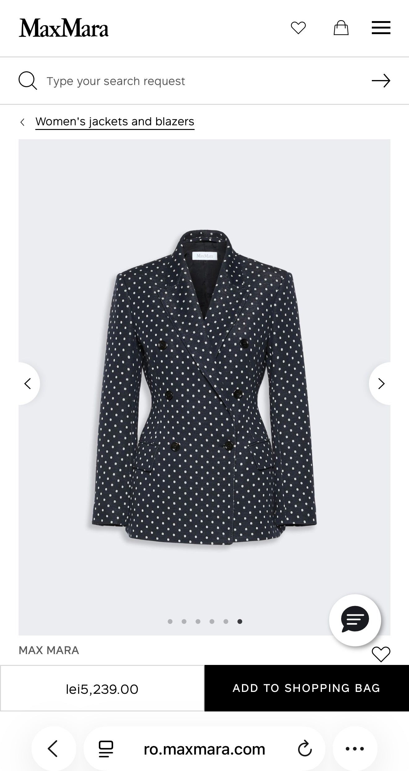 Sacou clasic Max Mara cu buzunare aplicate din canvas de bumbac