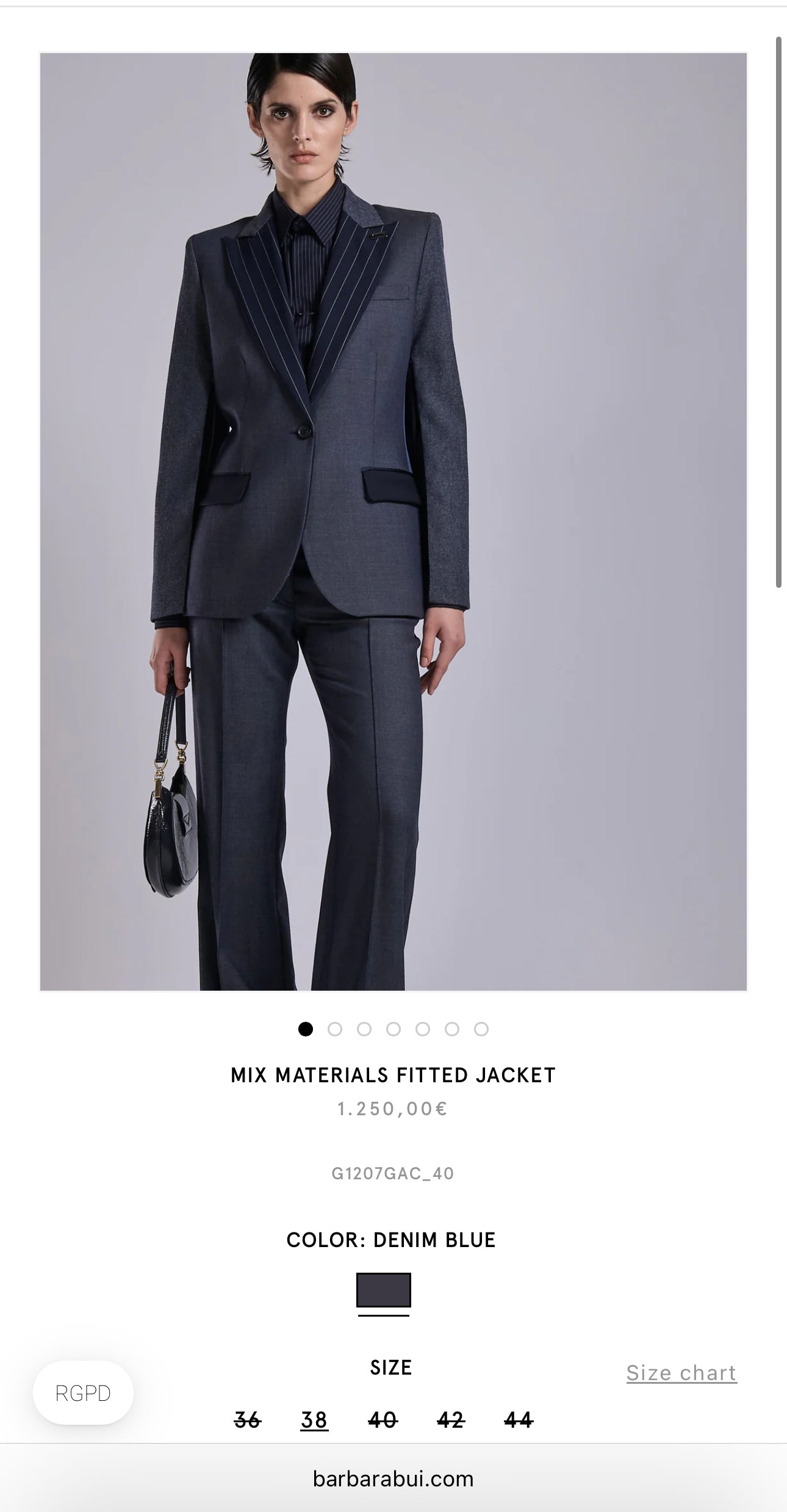 Sacou ultra luxury negru Barbara Bui cambrat din lana și cașmir cu piele naturală