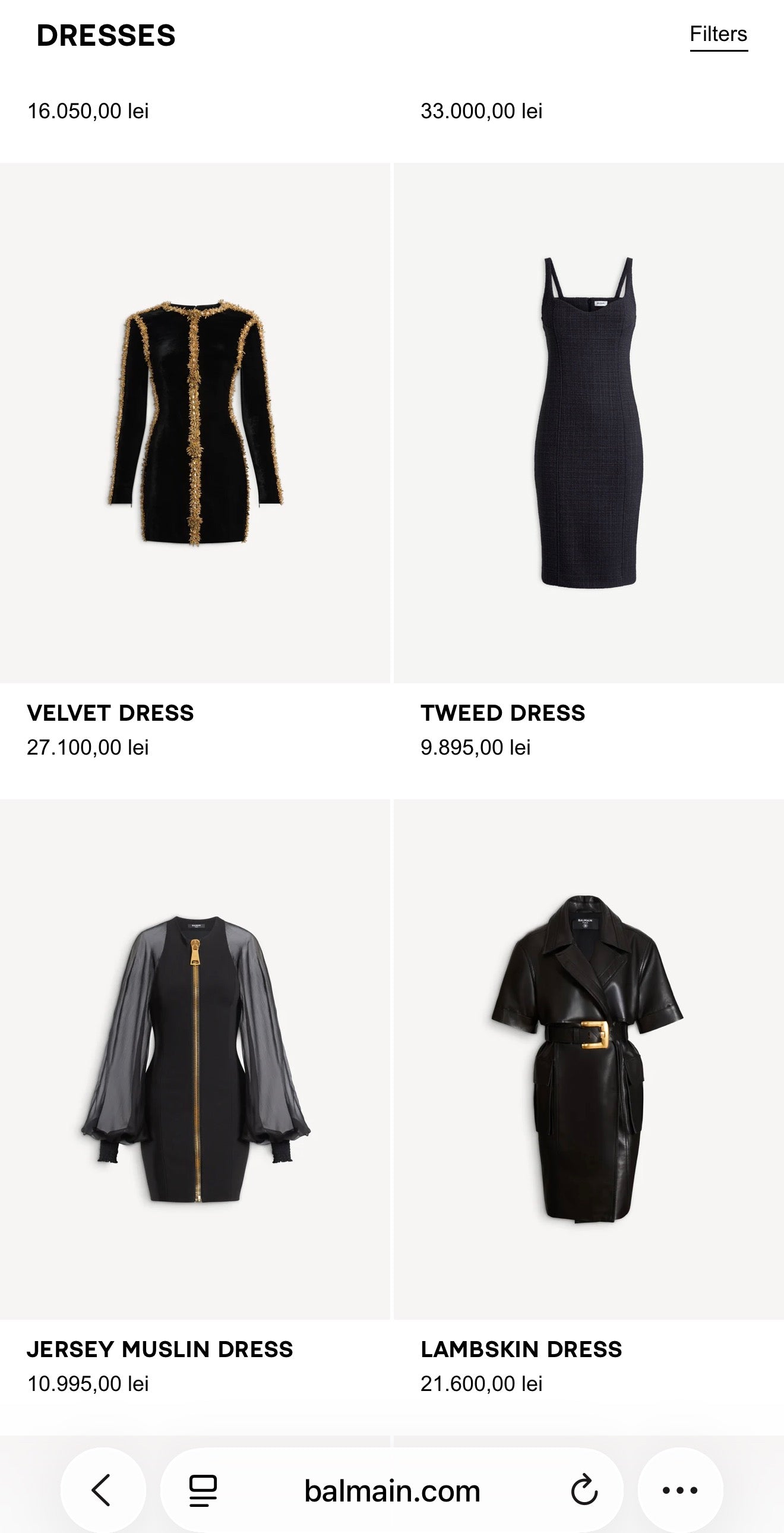 Rochie neagră Balmain cu feroniere aurie din bumbac modelator ultra confort