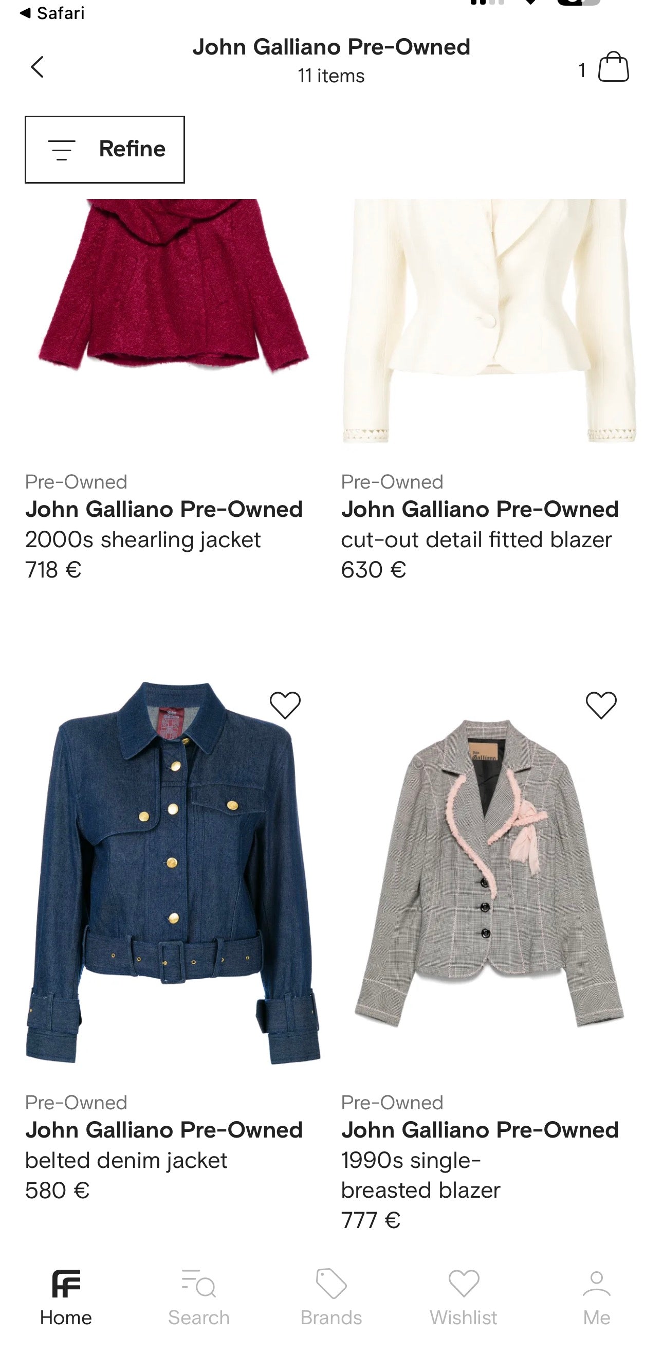 Sacou vintage John Galliano baby Blue de colecție ultra cambrat