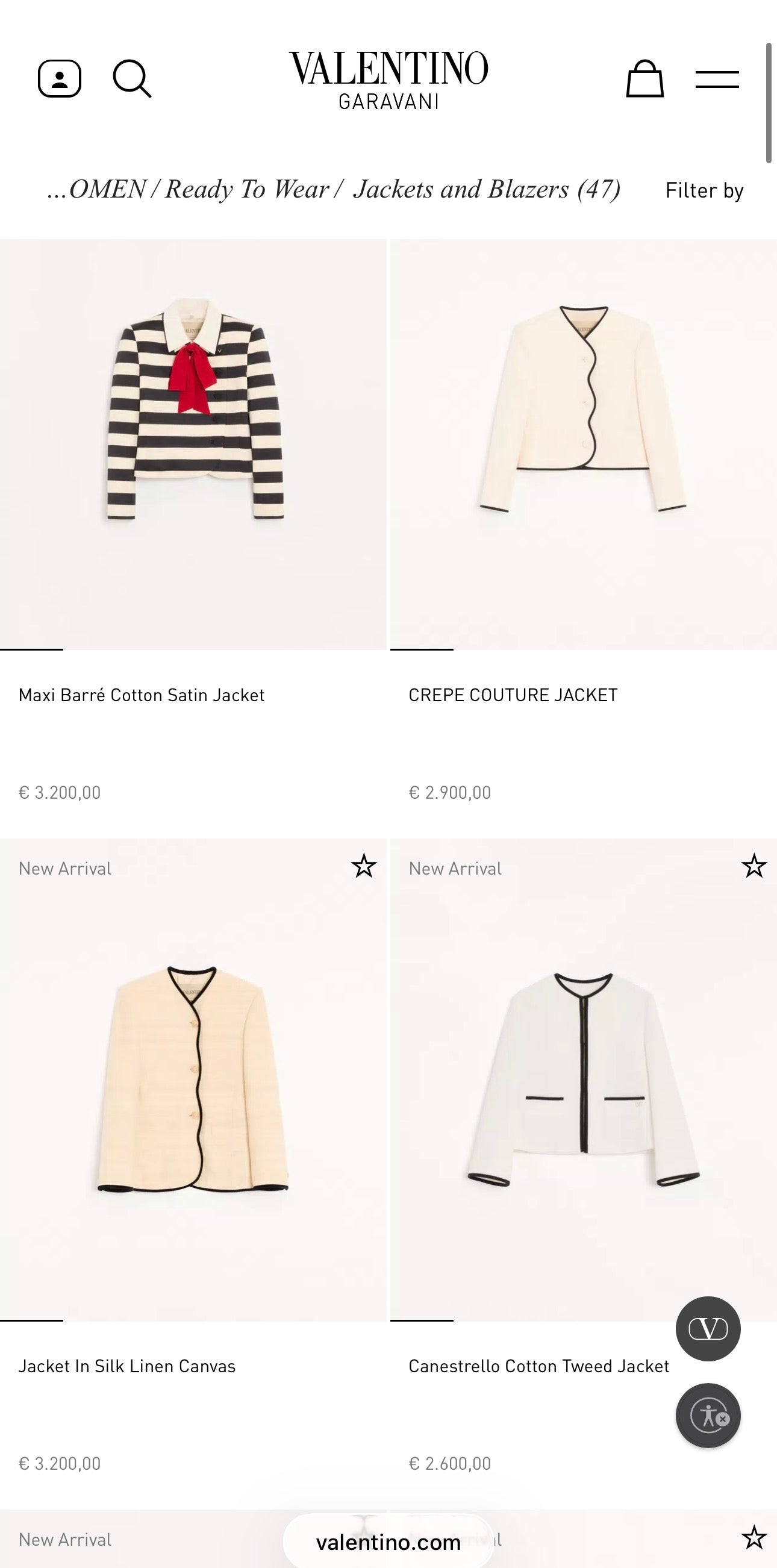Sacou Valentino din mix de mătase naturală cu talie marcată reglabilă