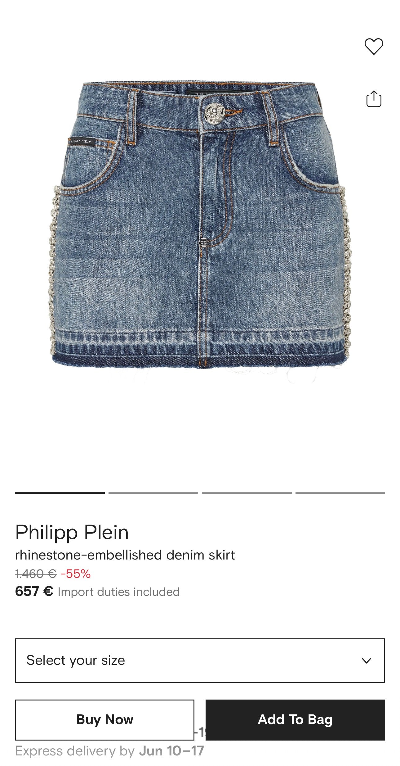Fustă din jeans ultra luxury Philipp Plein ușor modelatoare