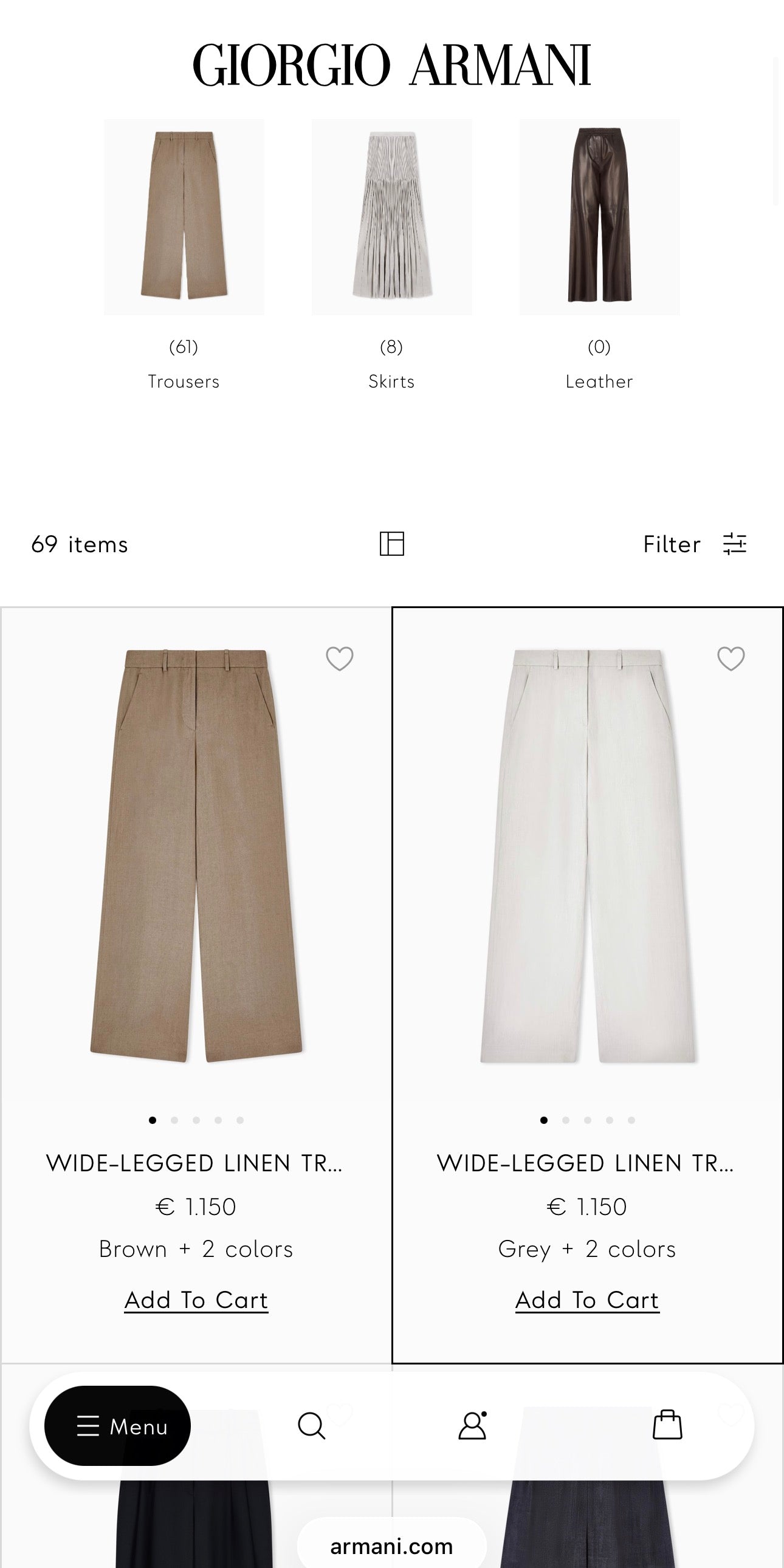 Pantaloni ultra luxury Armani camel din pânză cu talie ultra înaltă