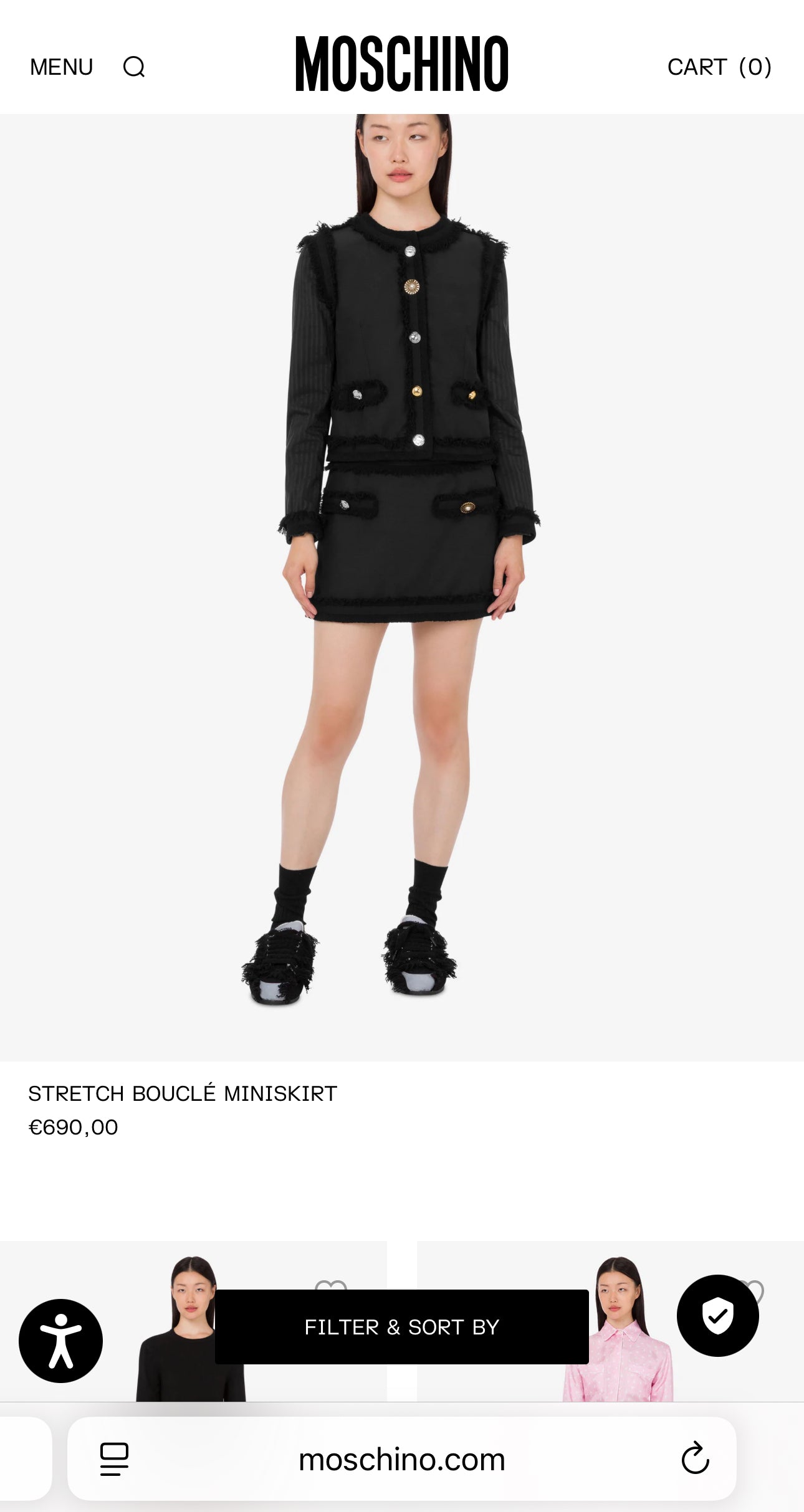 Fustă Moschino din Tartan de lana groasa caramel cu buline