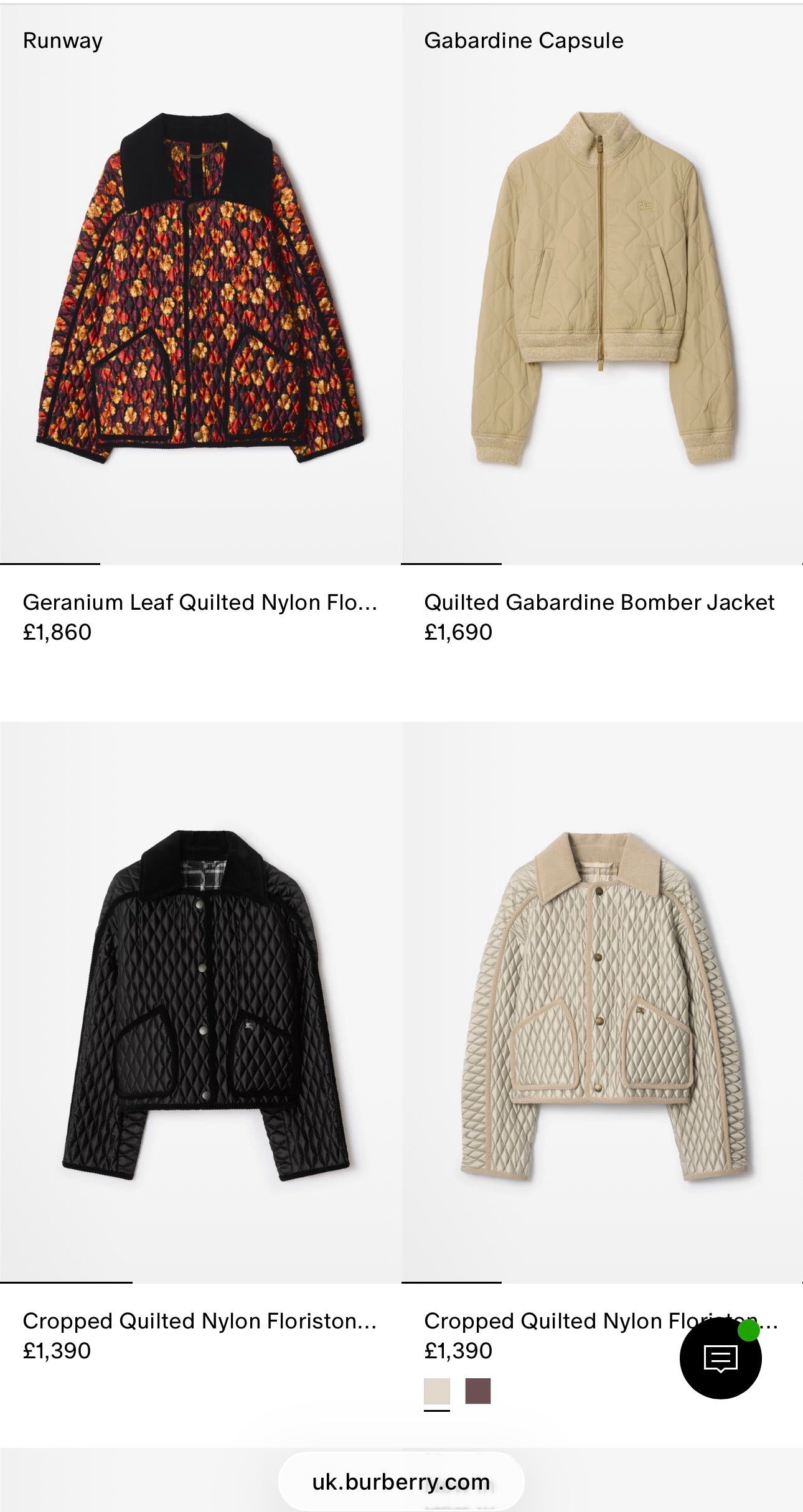 Geacă Burberry matlasata în croi clasic atemporal cu manșete cu logoul brandului