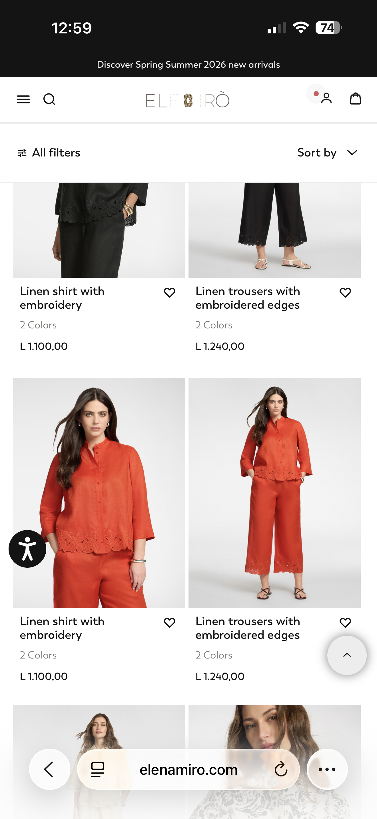 Set luxury de brand plus size Elena Miro vermillion red cu aplicații manuale și broderie din in