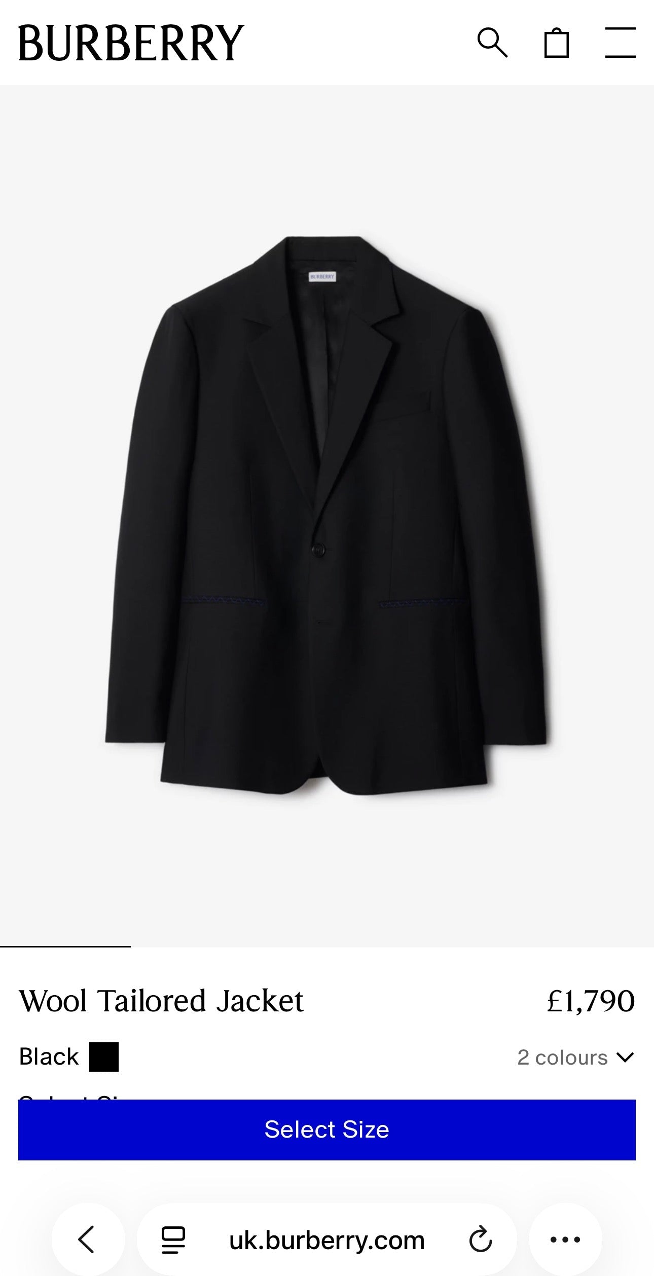 Sacou vintage Burberry jeans blue din stofă de lana pura structurată în croi actual