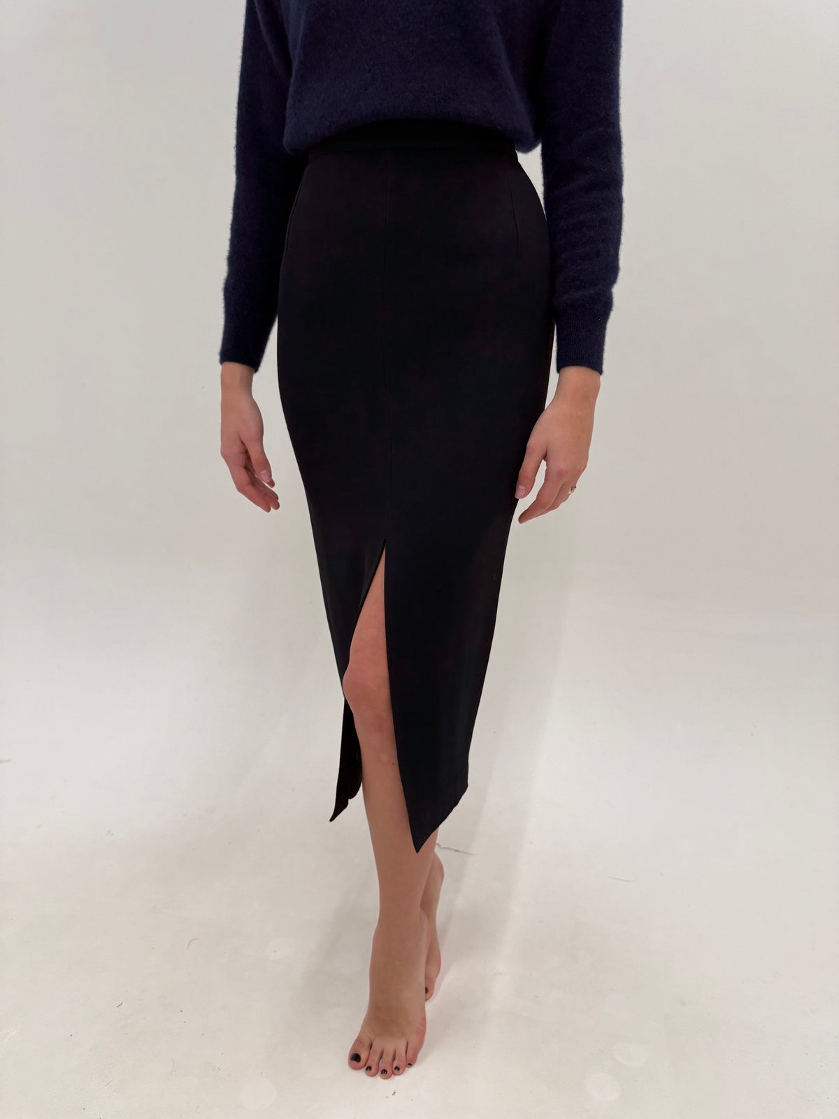 Fustă maxi couture Gai Mattiolo maxi cu talie ultra înaltă și șliț frontal adânc  de la business la seara