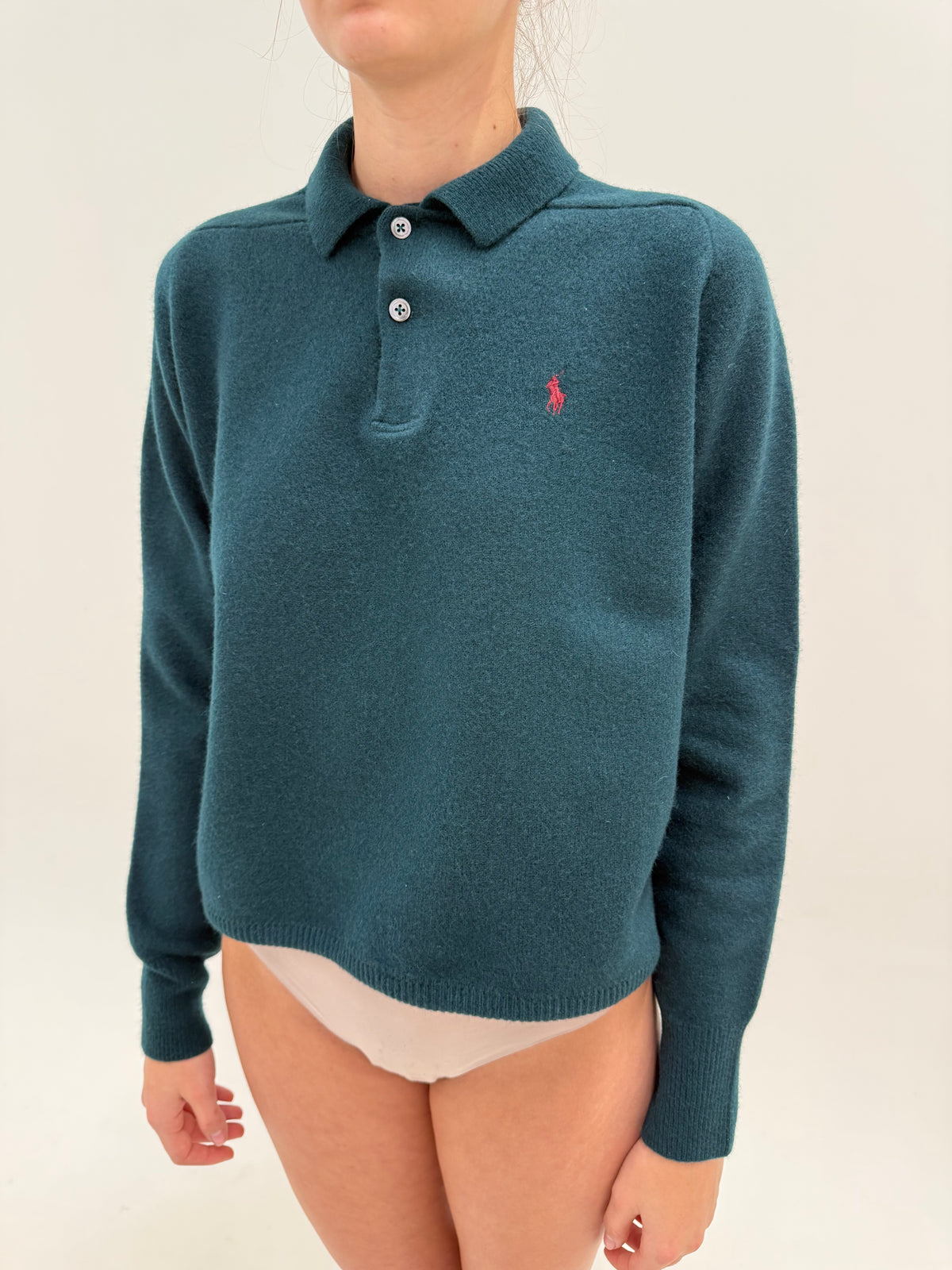 Pulover gros Polo Ralph Lauren polo din lana plină extafina pine green